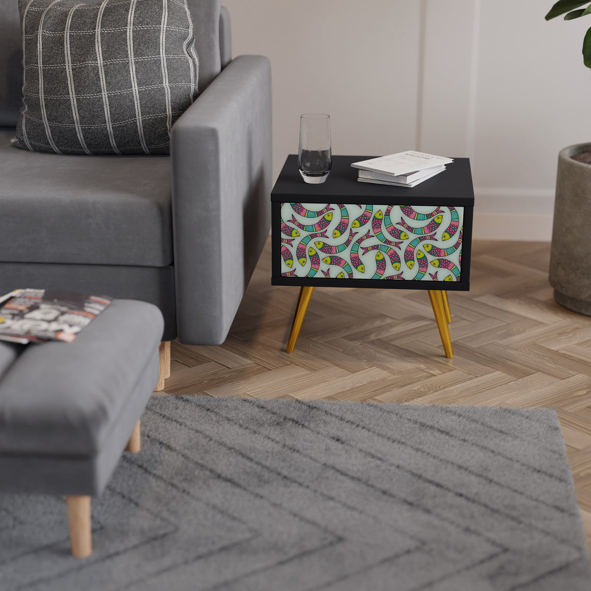 INDIAN FISH Κομοδίνο με συρτάρι