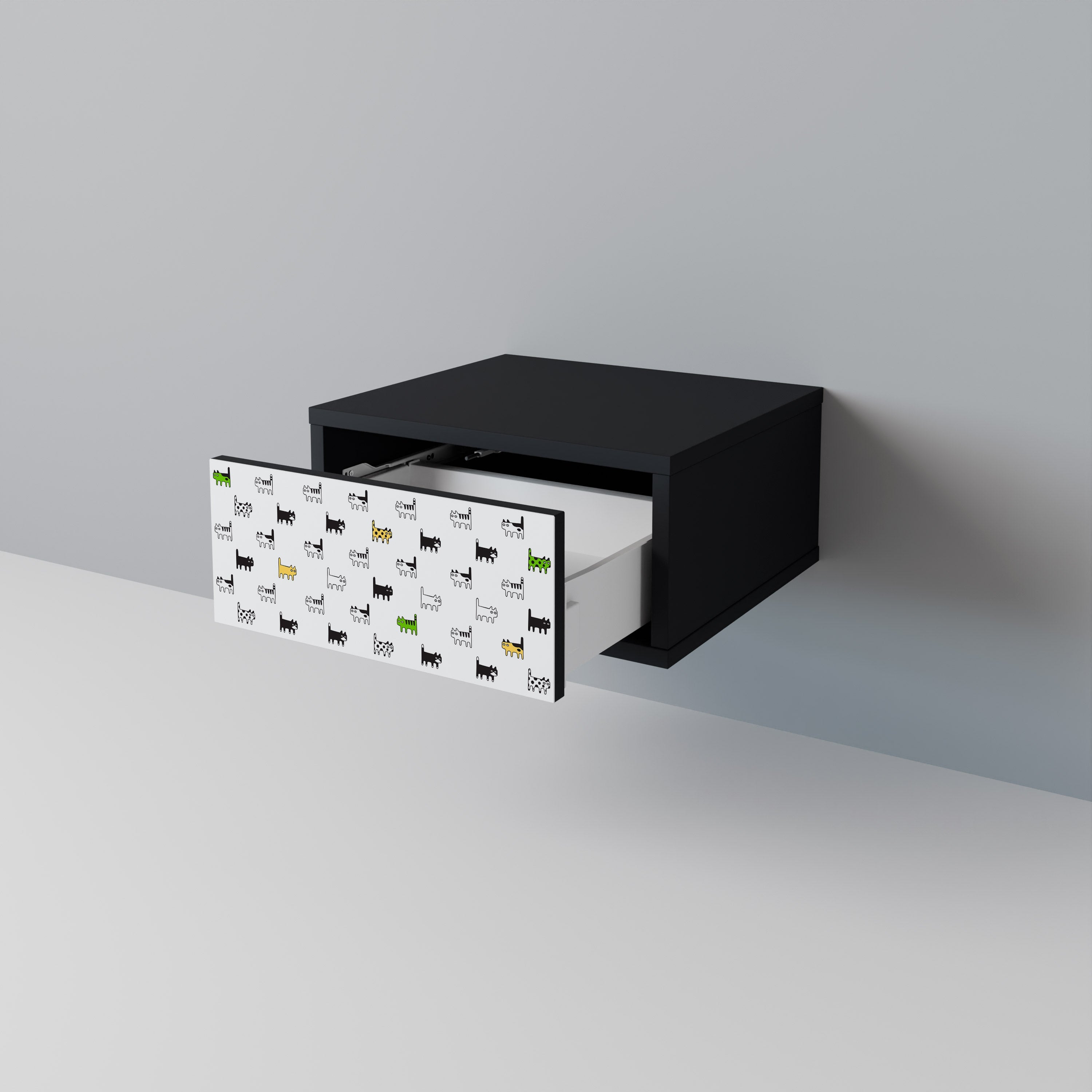 CATS COMPILATION Nightstand in Black Finish