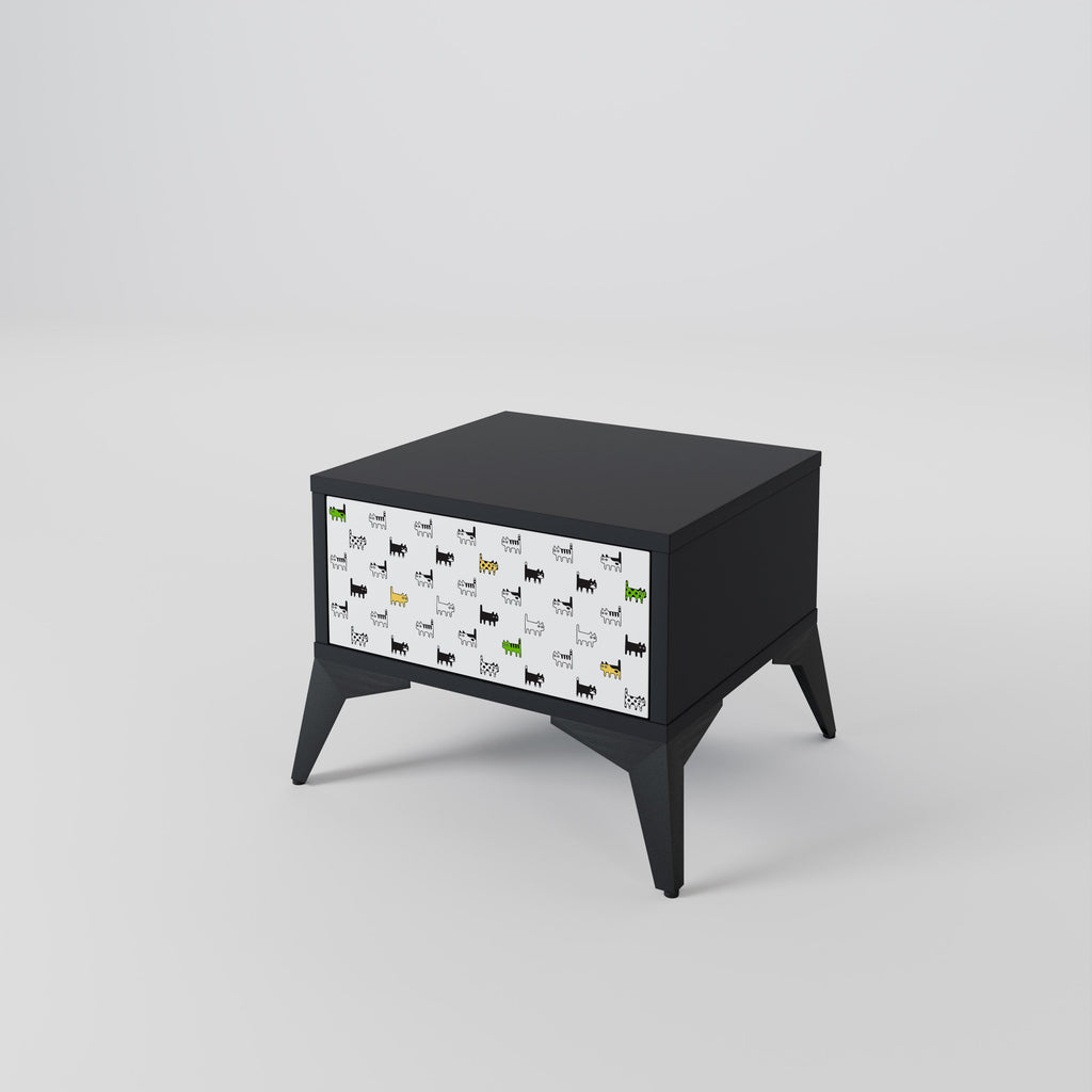 CATS COMPILATION Nightstand in Black Finish