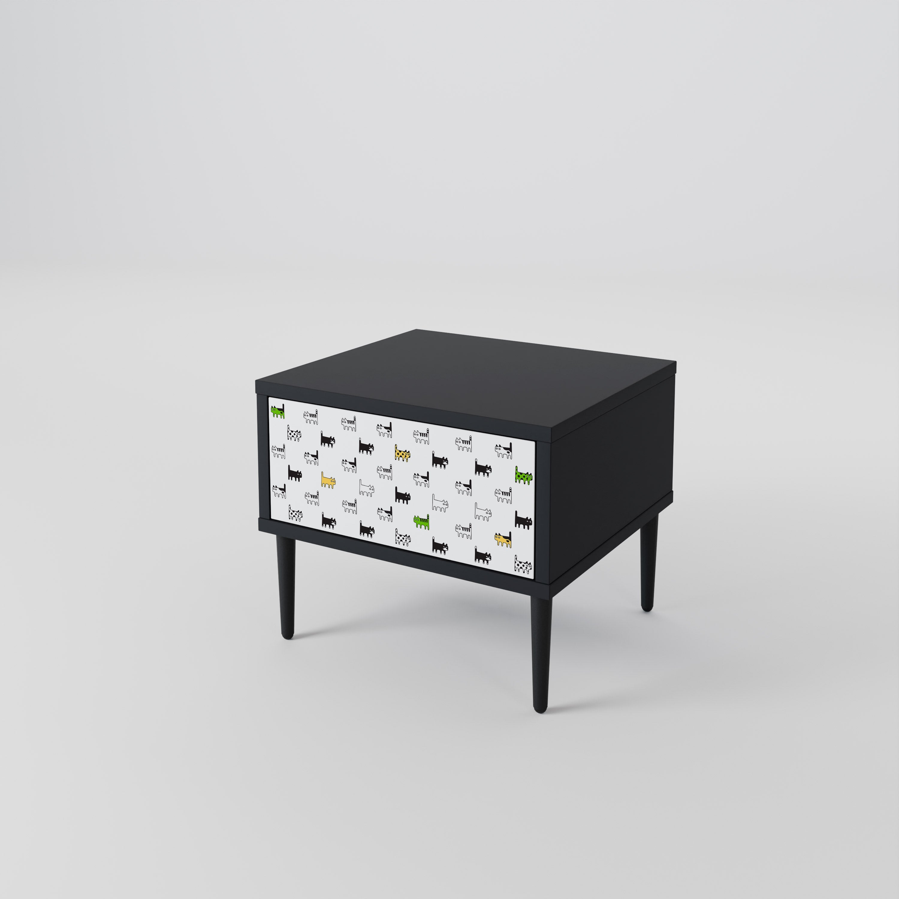 CATS COMPILATION Nightstand in Black Finish