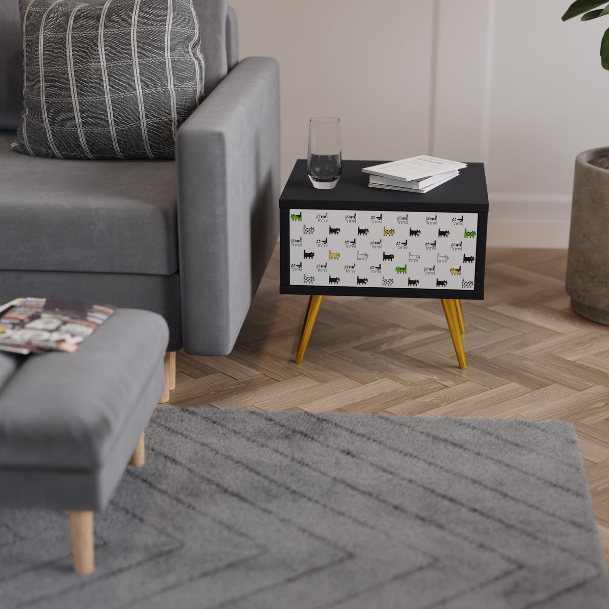 CATS COMPILATION Κομοδίνο με συρτάρι