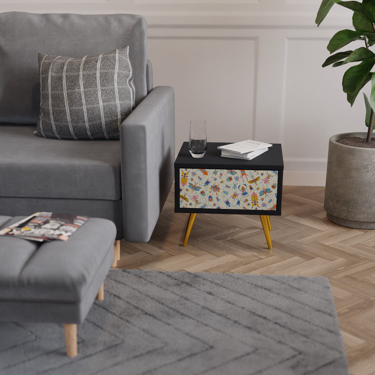 COLORFUL INSECTS Κομοδίνο με συρτάρι