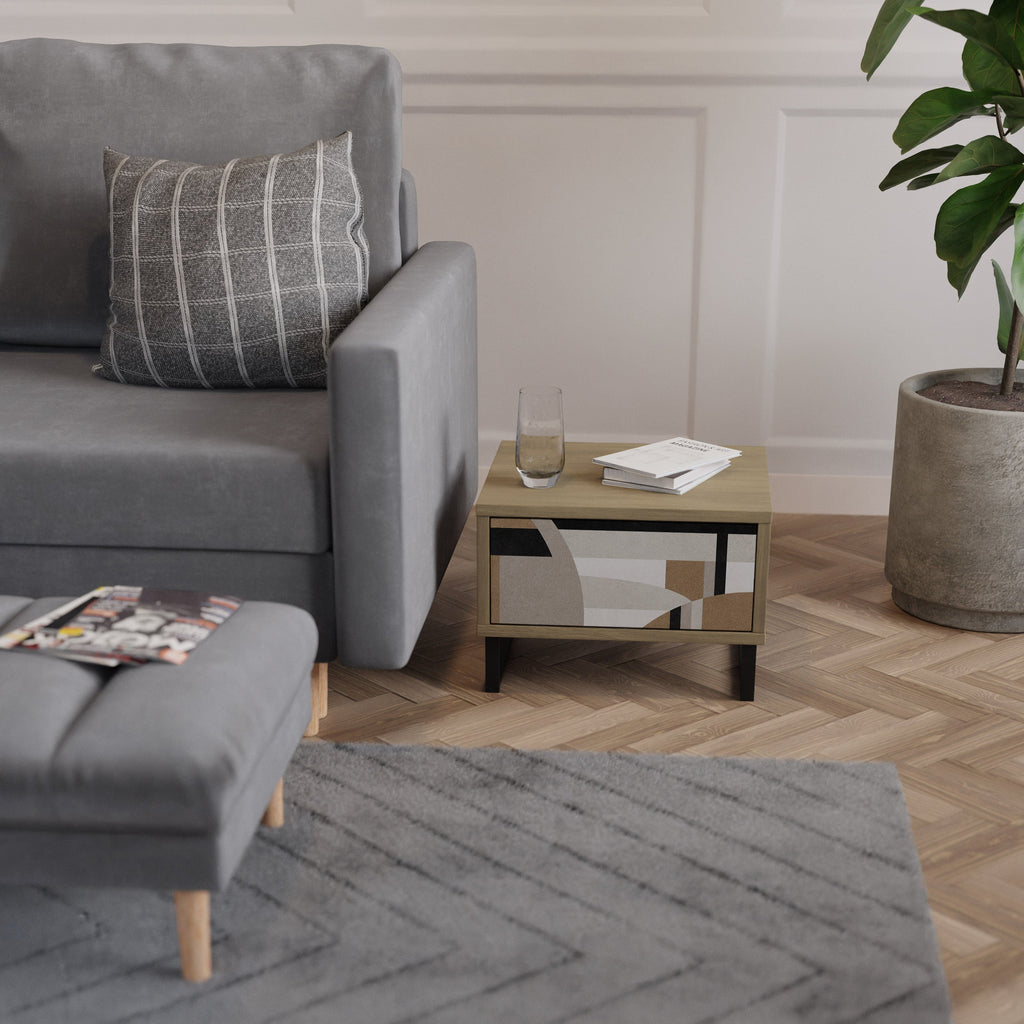 DELICATE MEMENTO Nightstand in Oak Effect