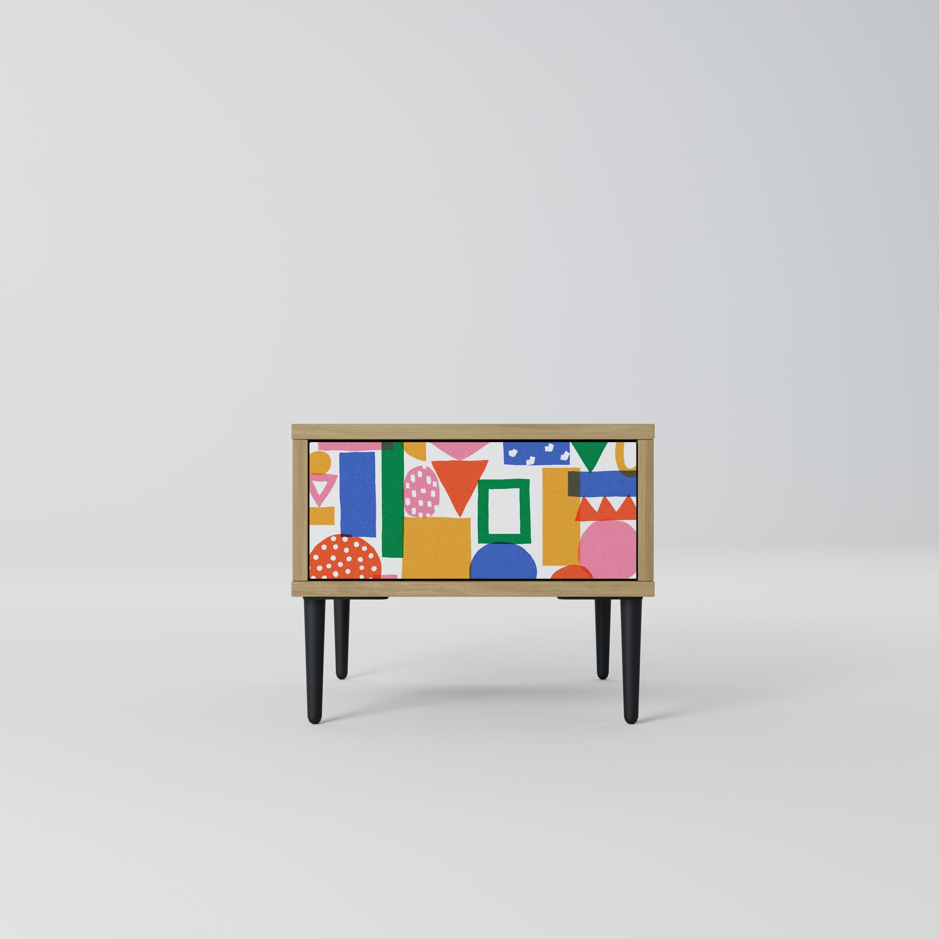GEOMETRIC GLIMMER Nightstand in Oak Effect
