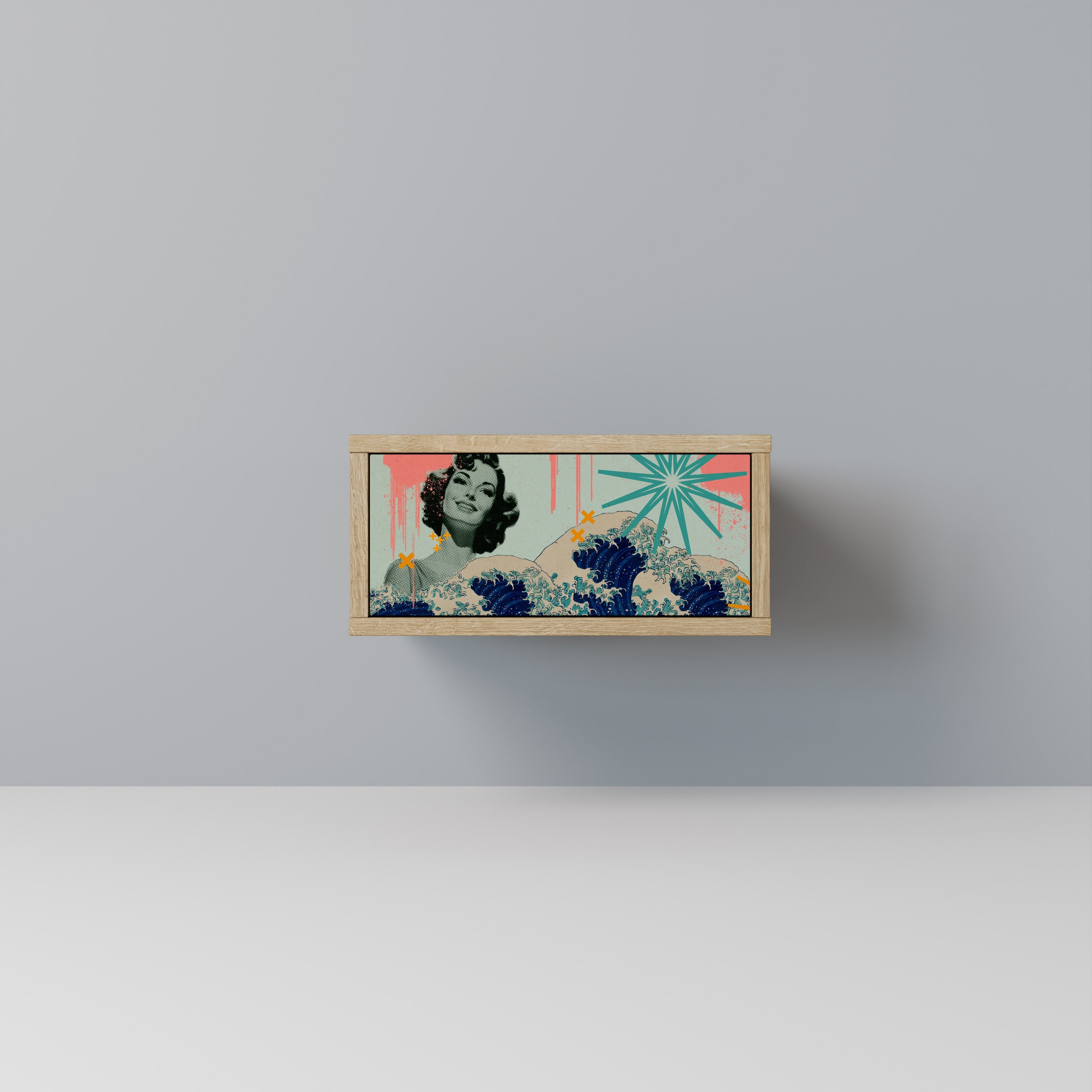 KANAGAWA BEAUTY Nightstand in Oak Effect