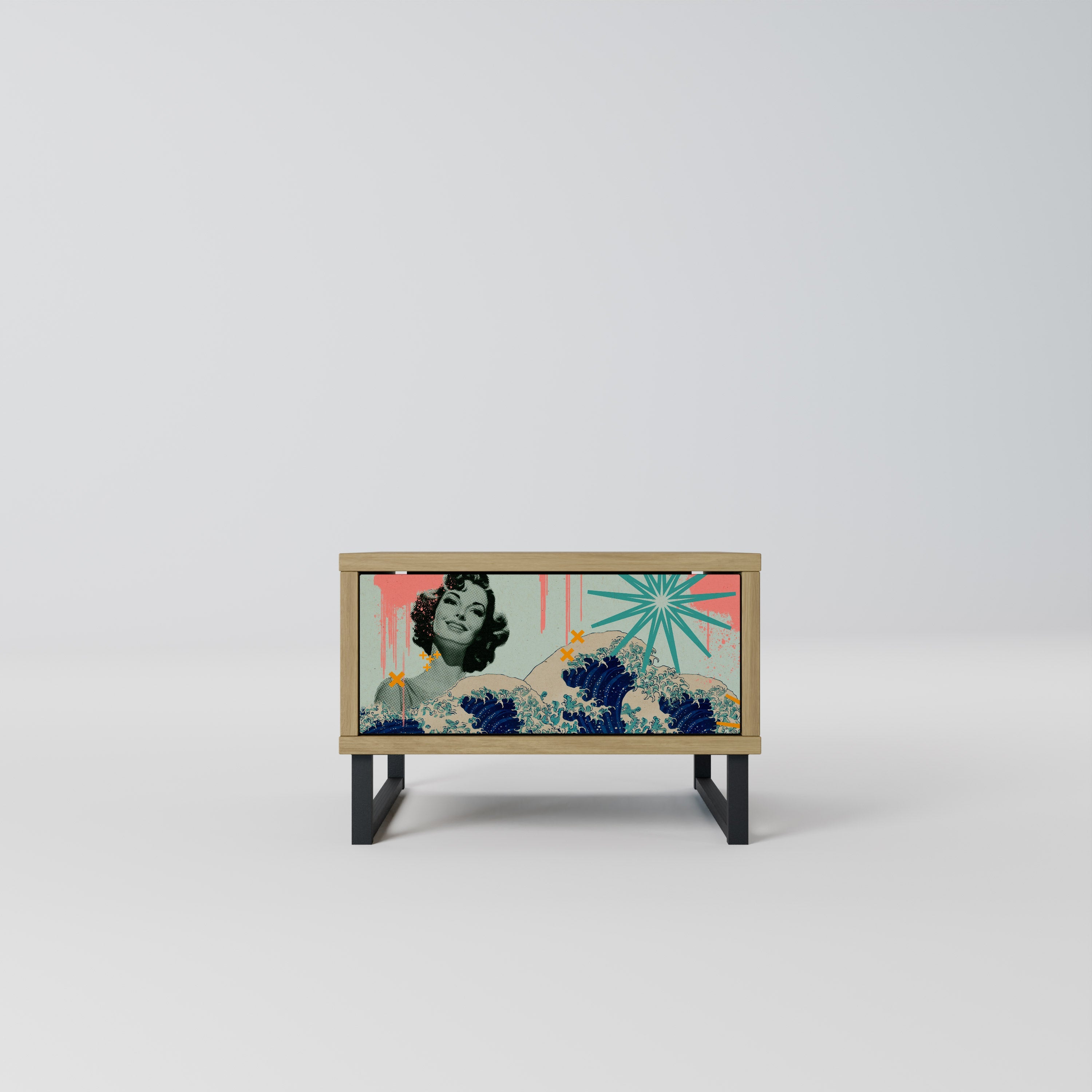 KANAGAWA BEAUTY Nightstand in Oak Effect