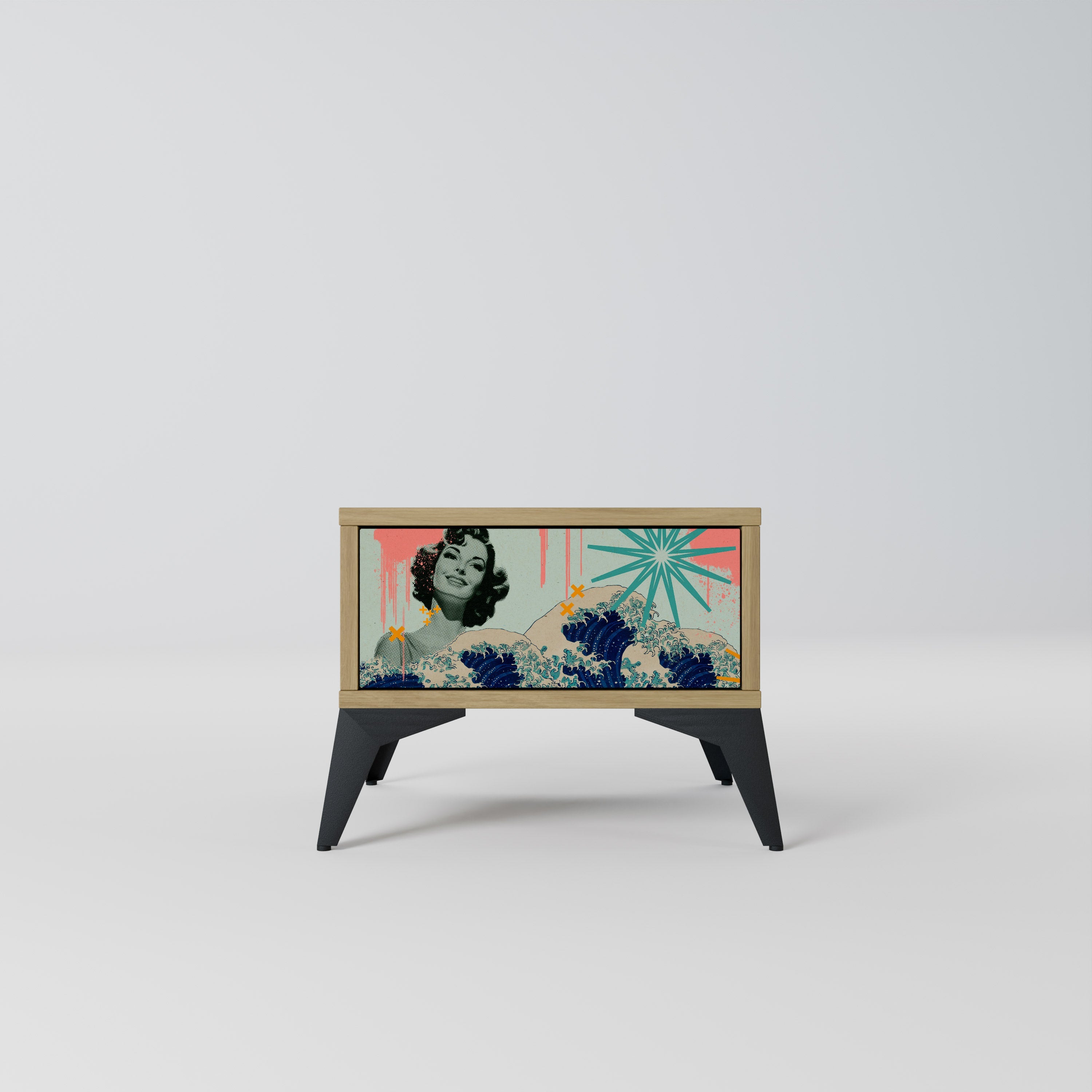KANAGAWA BEAUTY Nightstand in Oak Effect