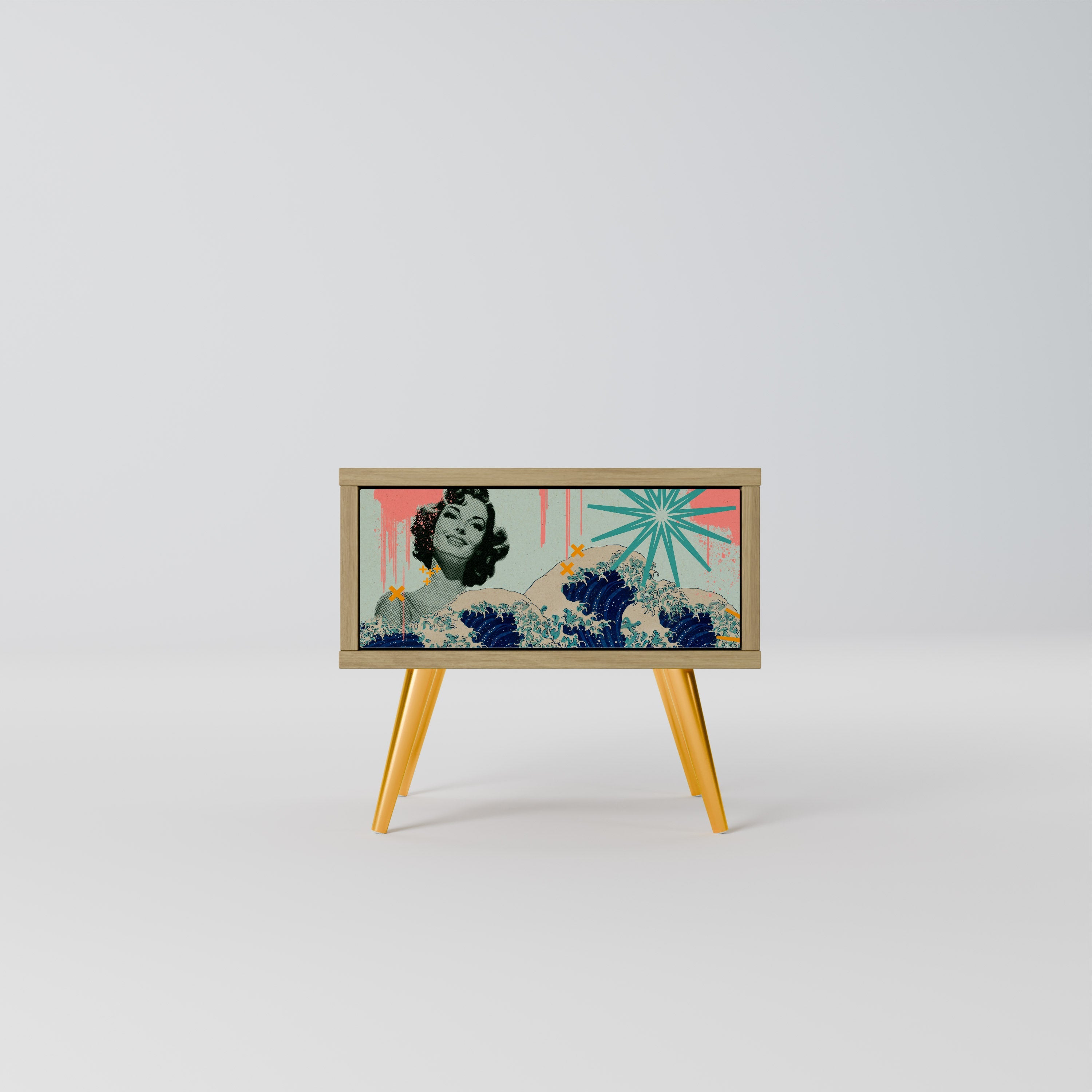 KANAGAWA BEAUTY Nightstand in Oak Effect