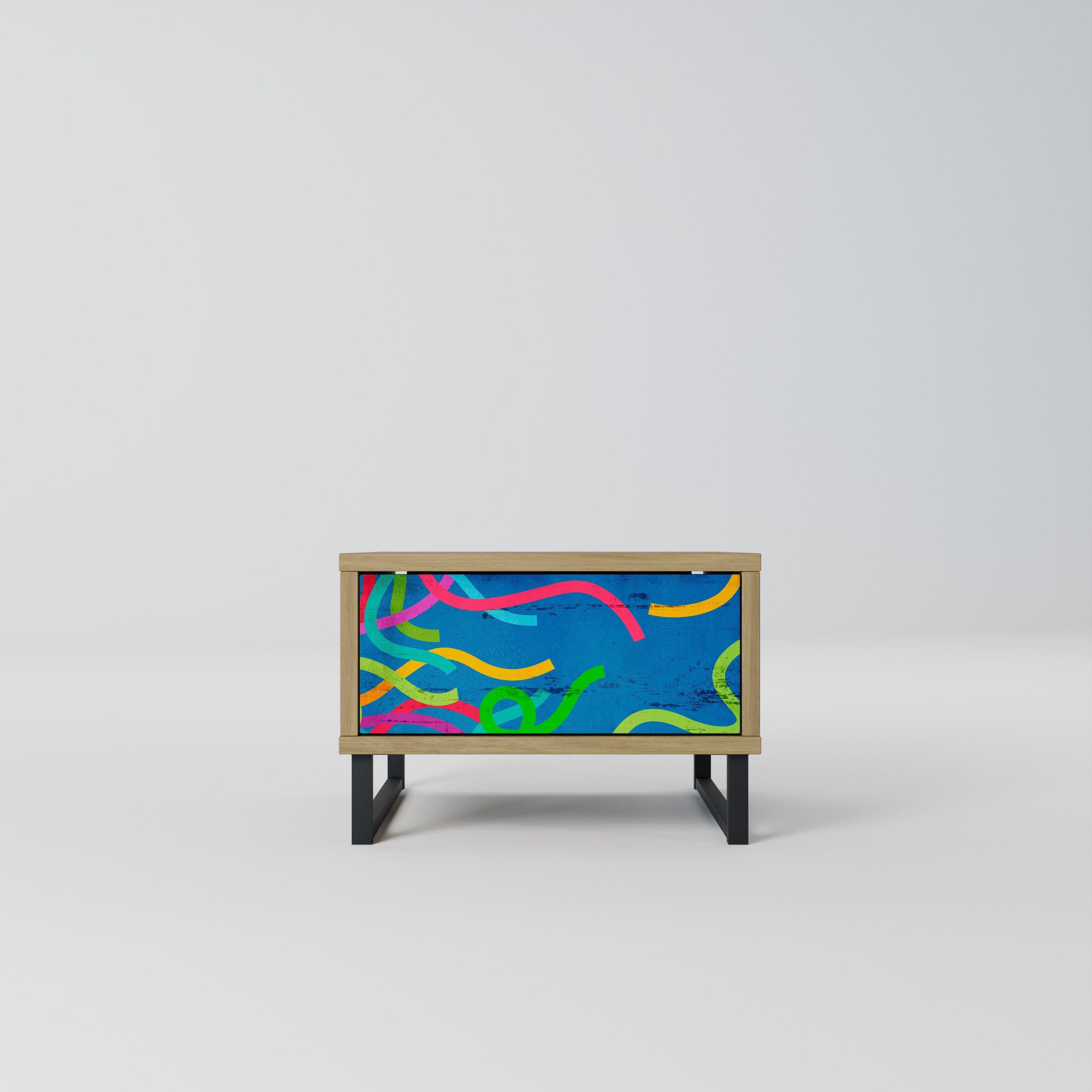 STREAMER TANGLE Nightstand in Oak Effect
