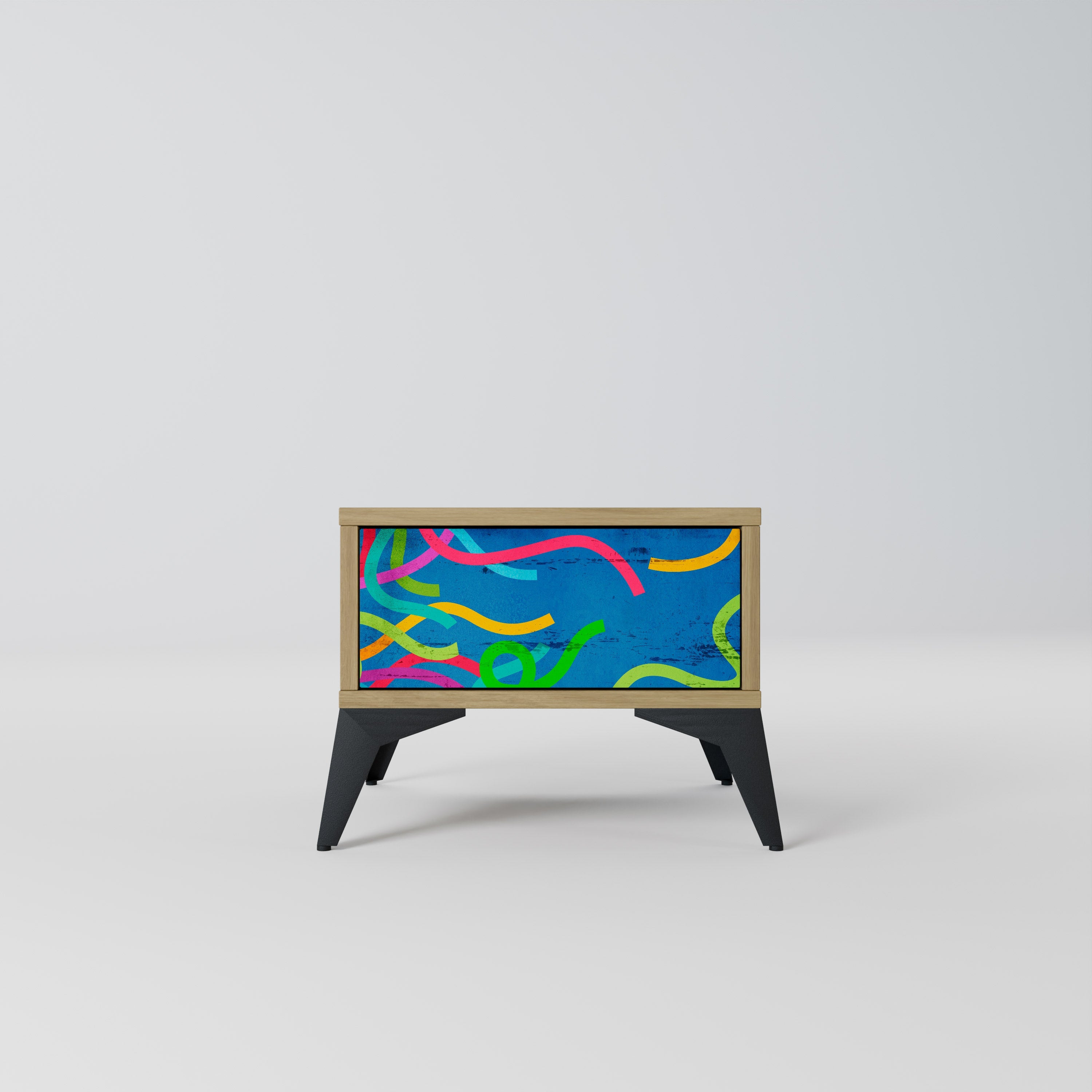 STREAMER TANGLE Nightstand in Oak Effect