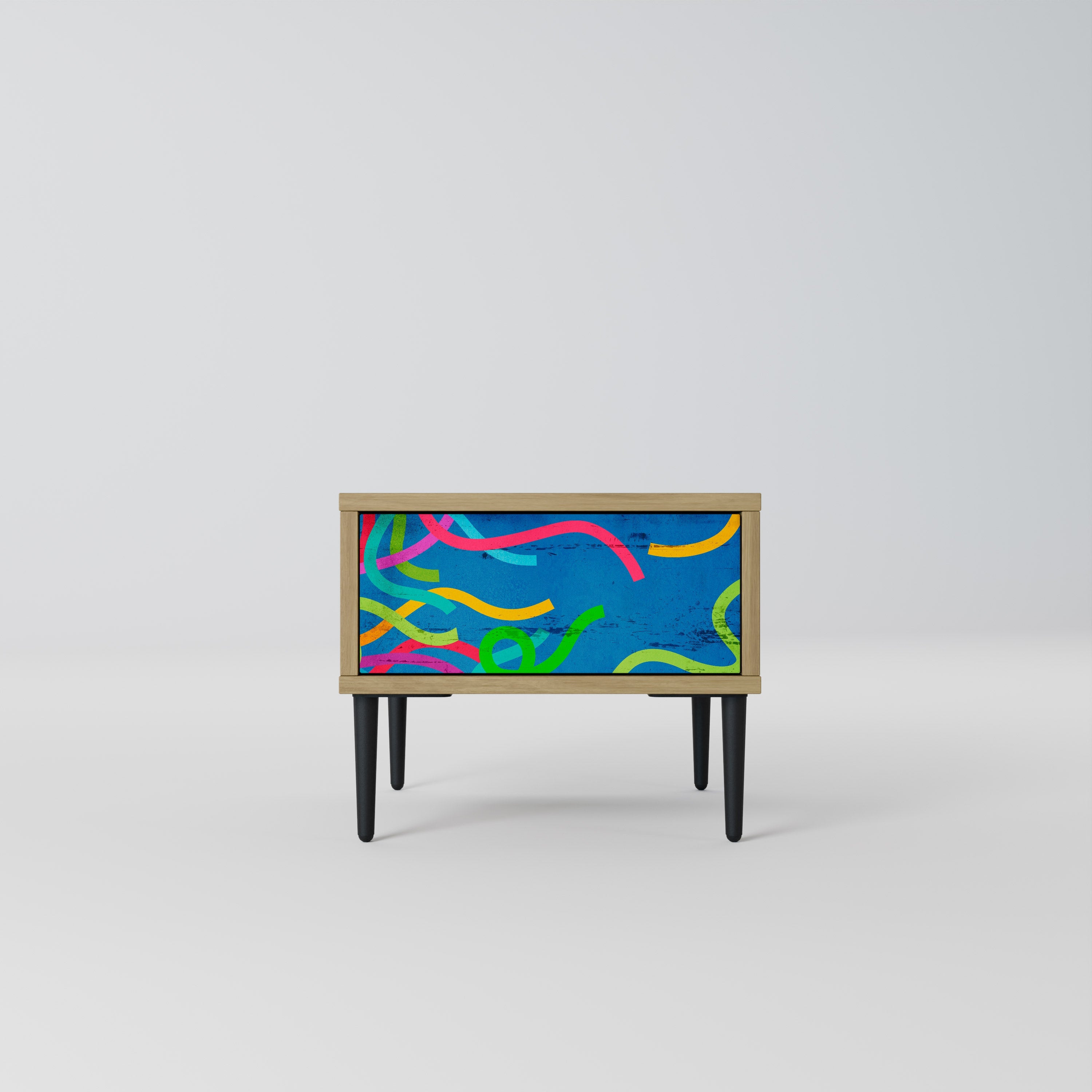 STREAMER TANGLE Nightstand in Oak Effect