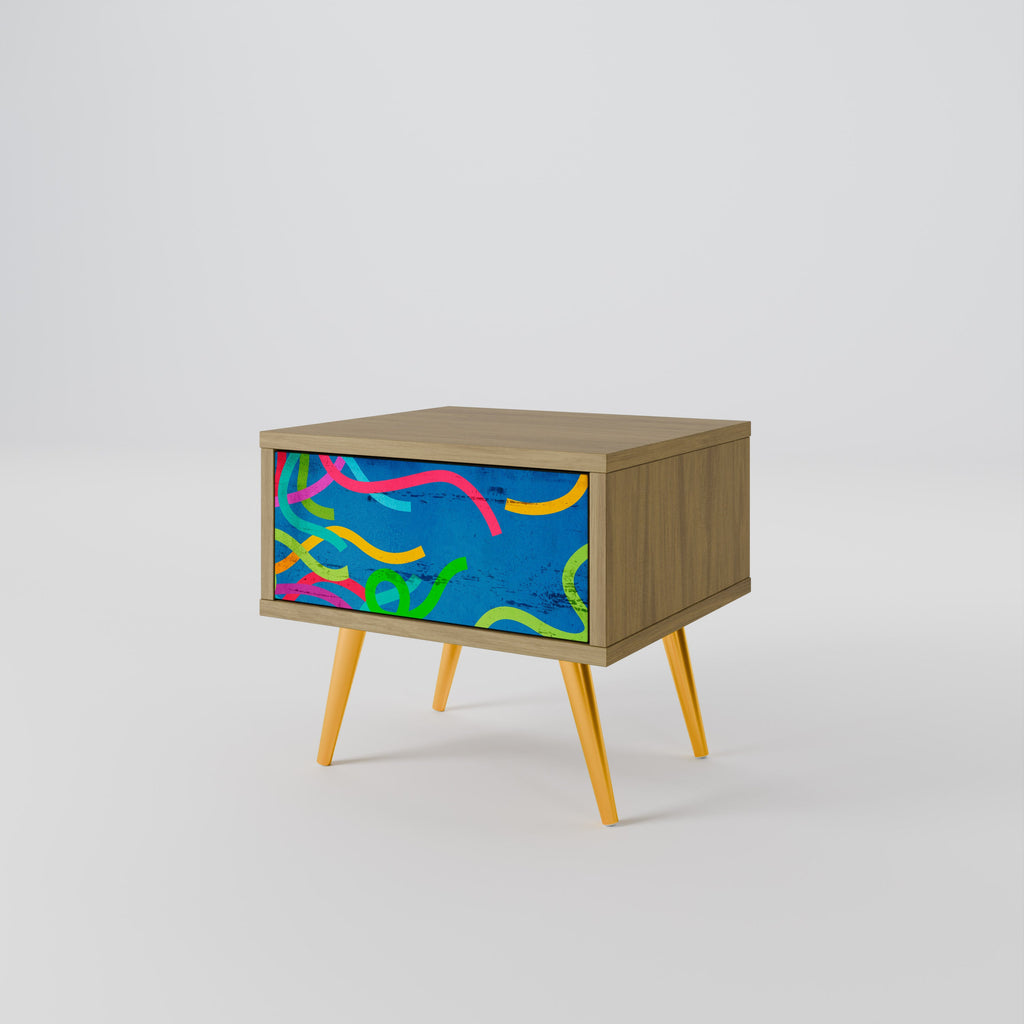 STREAMER TANGLE Nightstand in Oak Effect