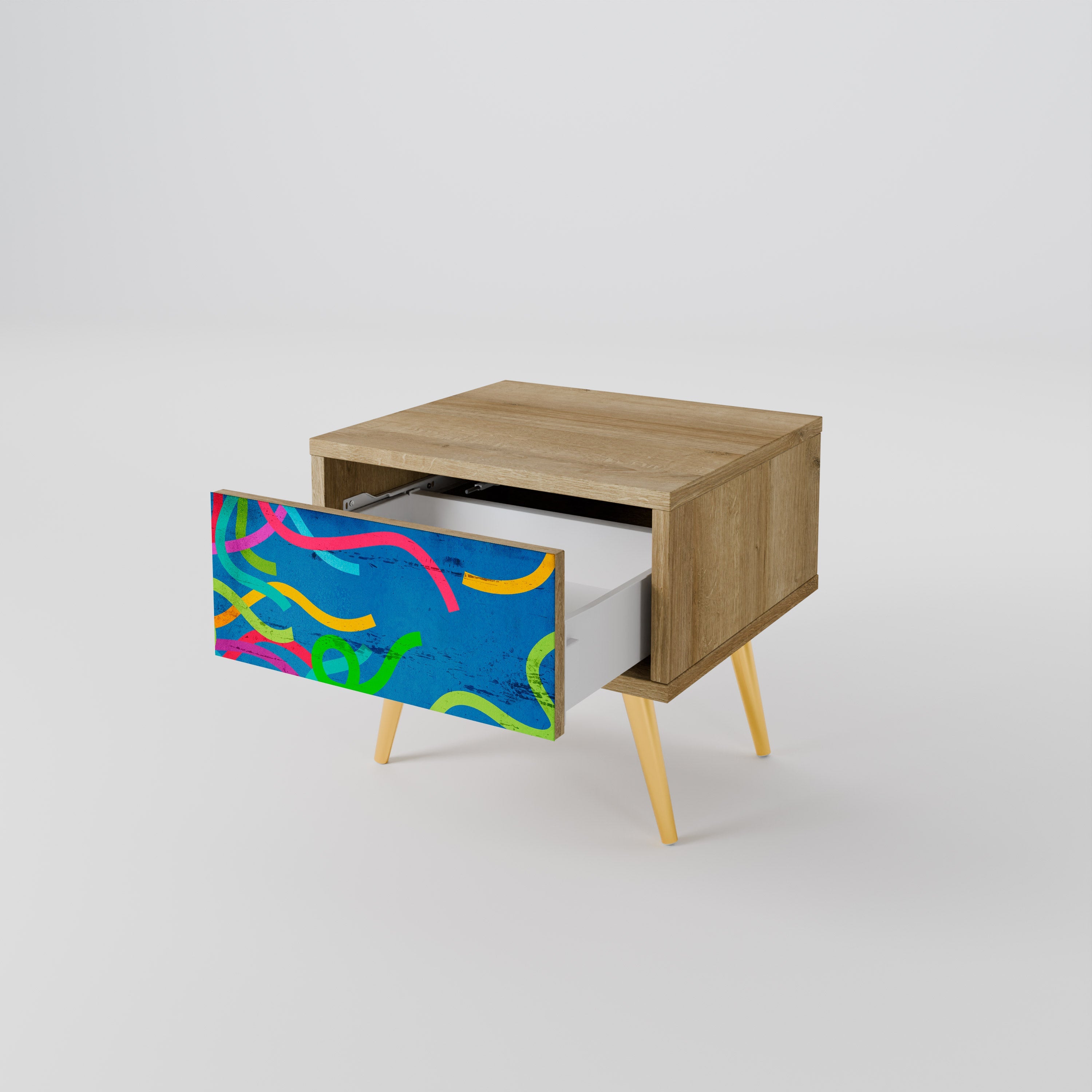 STREAMER TANGLE Nightstand in Oak Effect