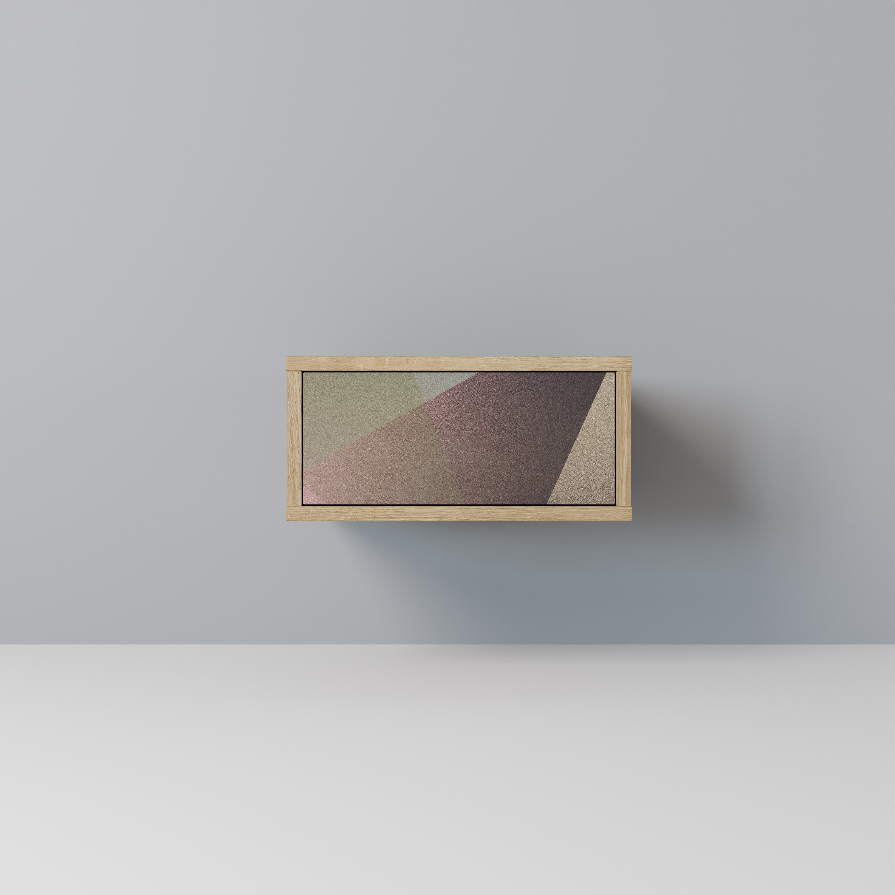 BEIGE GEOMETRY Nightstand in Oak Effect