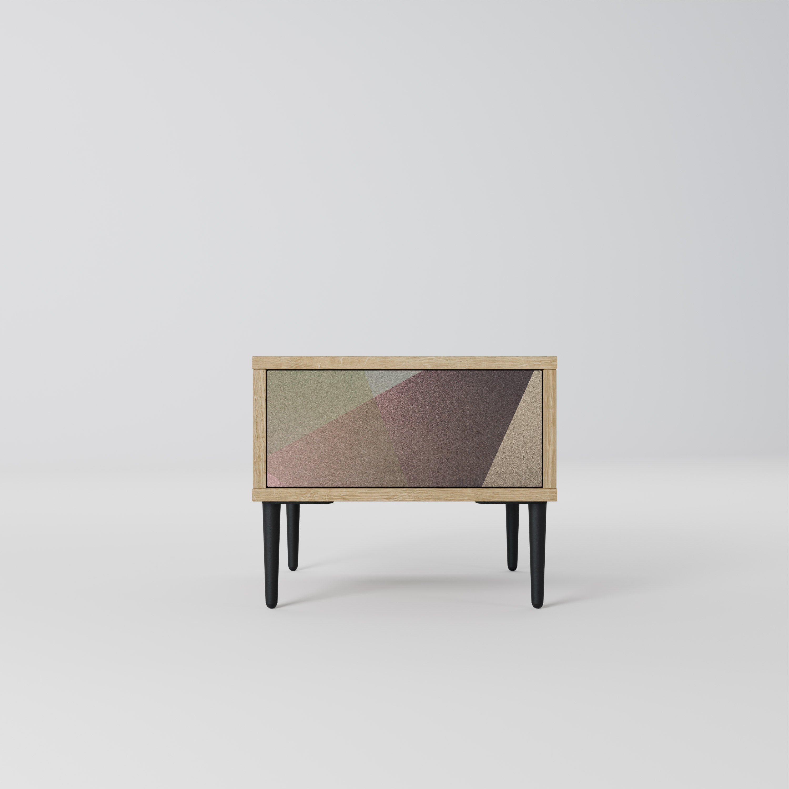 BEIGE GEOMETRY Nightstand in Oak Effect