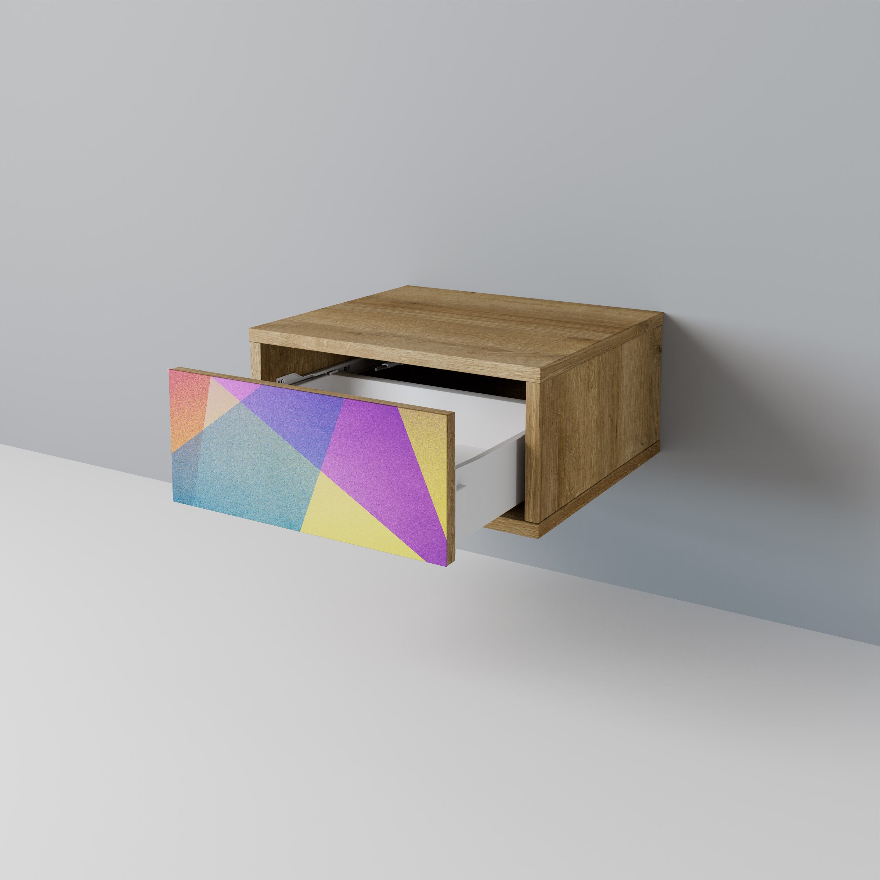 BRIGHT GEOMETRY Nightstand in Oak Effect