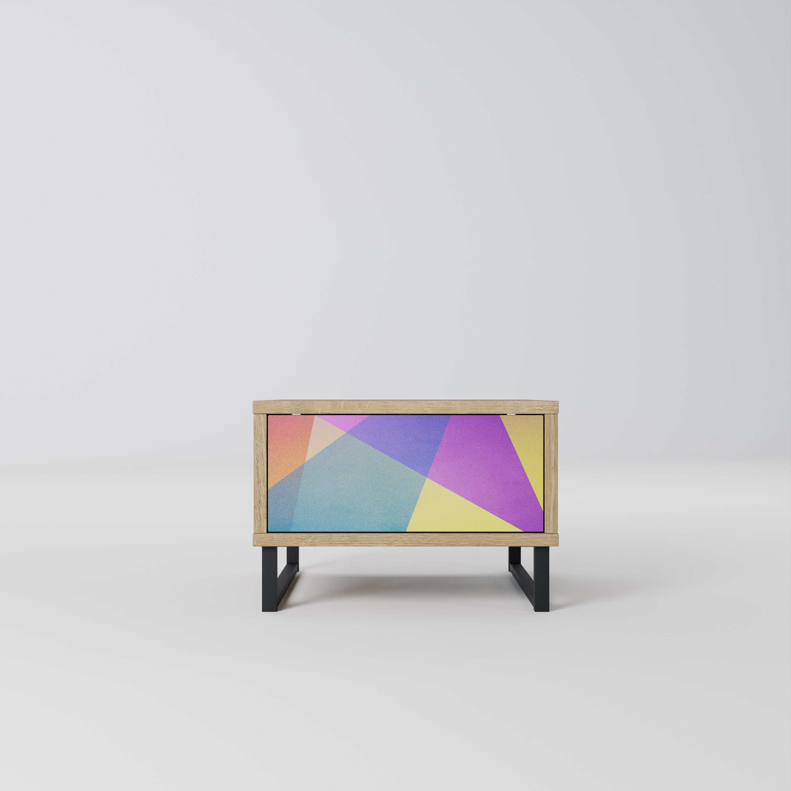 BRIGHT GEOMETRY Nightstand in Oak Effect