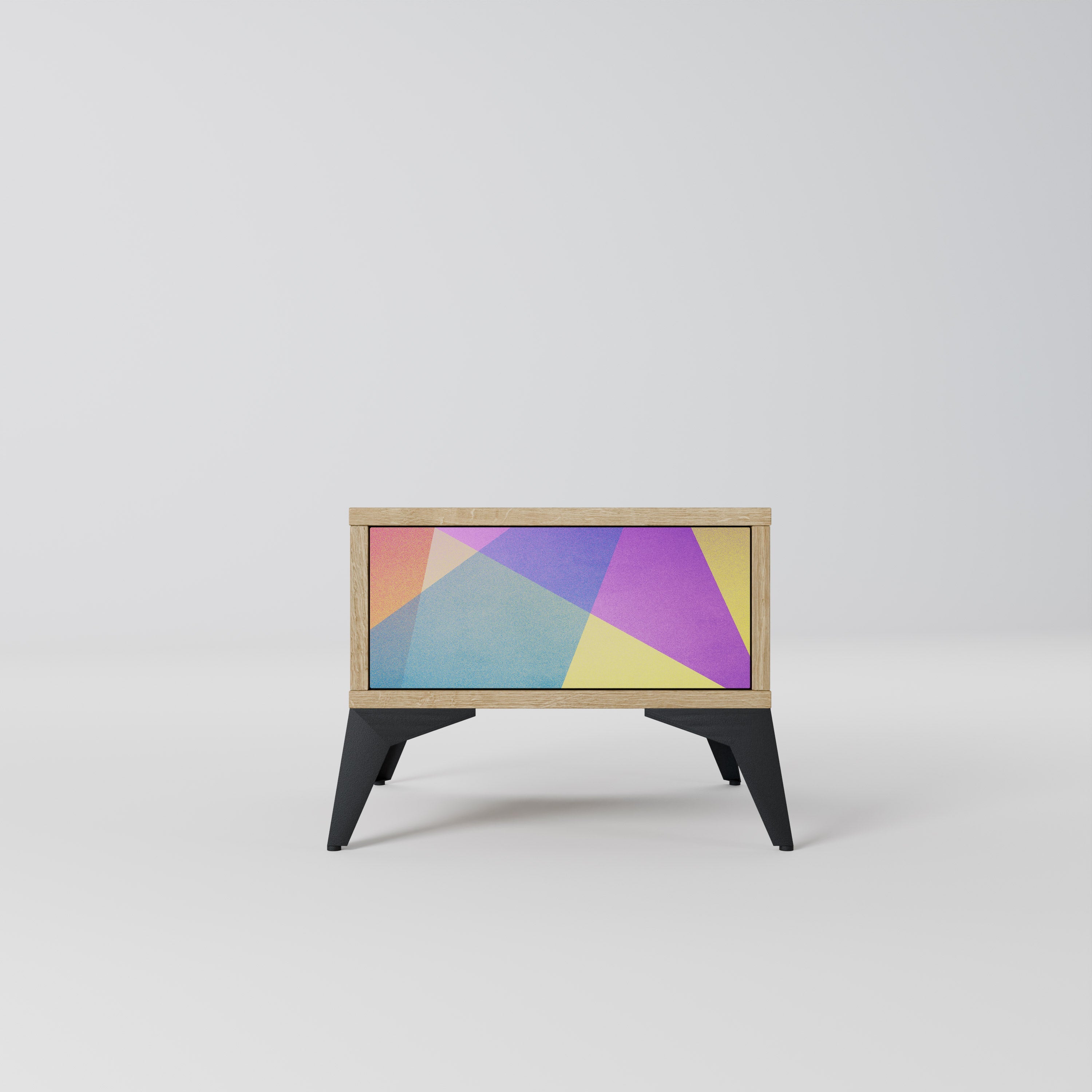 BRIGHT GEOMETRY Nightstand in Oak Effect