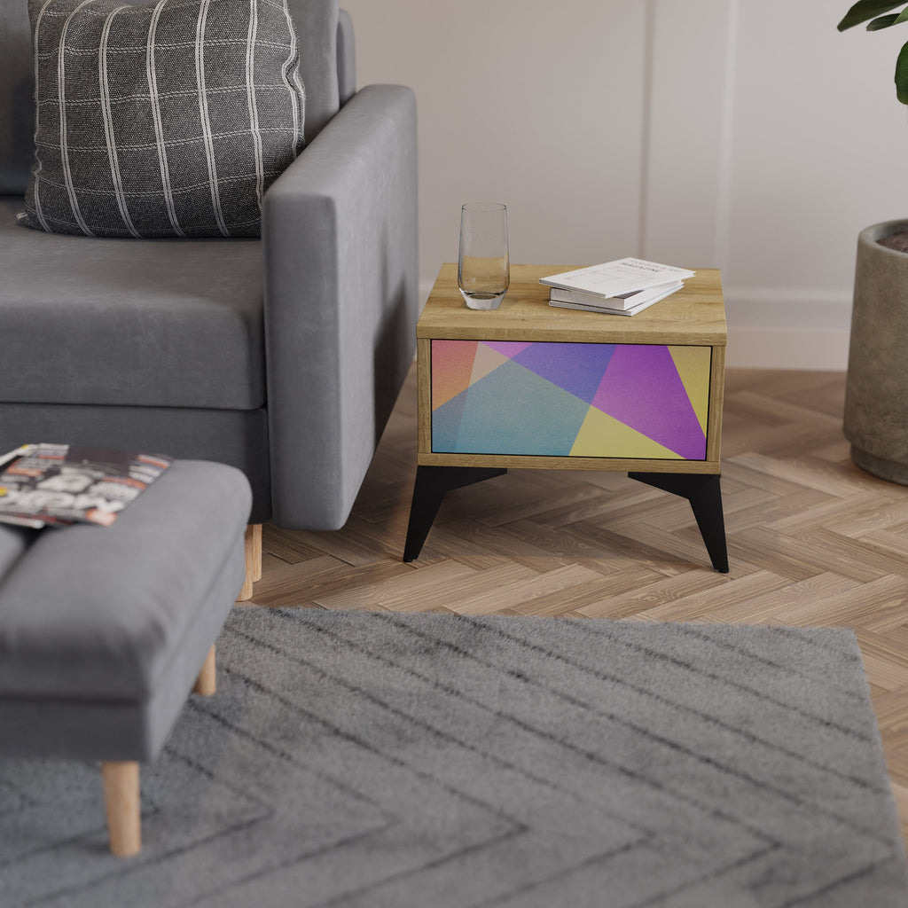 BRIGHT GEOMETRY Nightstand in Oak Effect