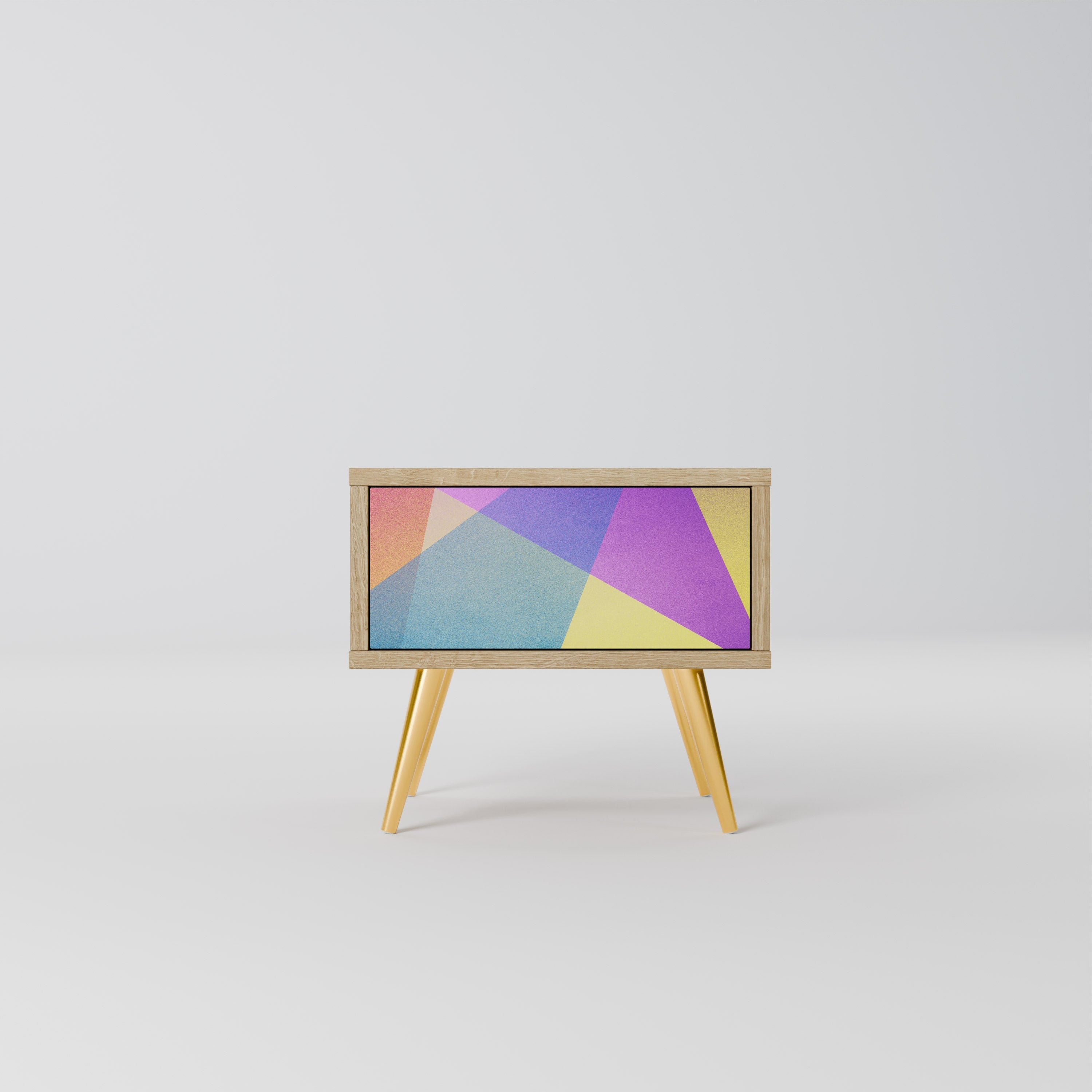BRIGHT GEOMETRY Nightstand in Oak Effect