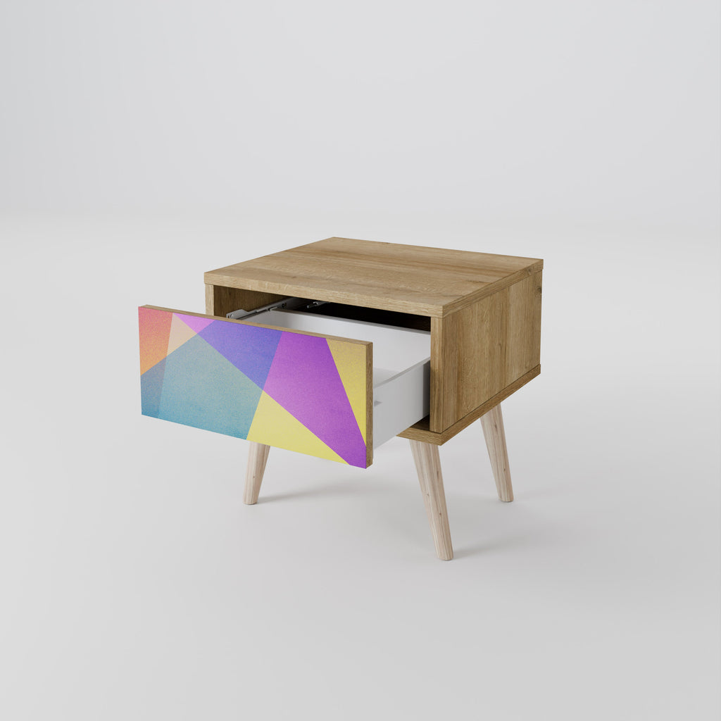 BRIGHT GEOMETRY Nightstand in Oak Effect