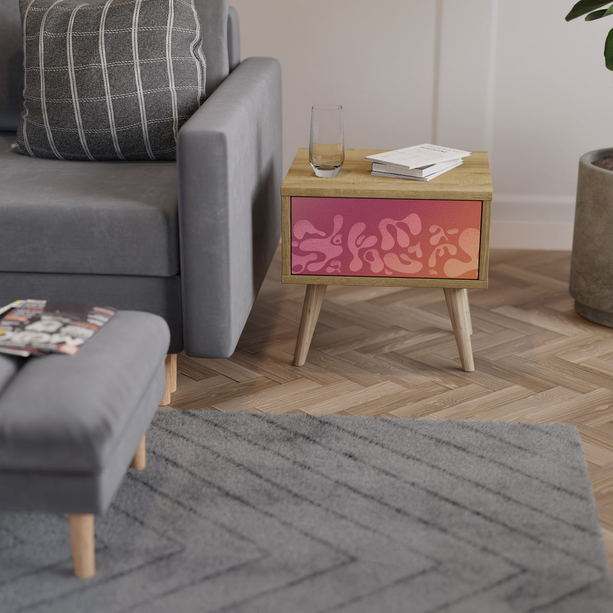 IRREGULAR PINK Κομοδίνο με συρτάρι