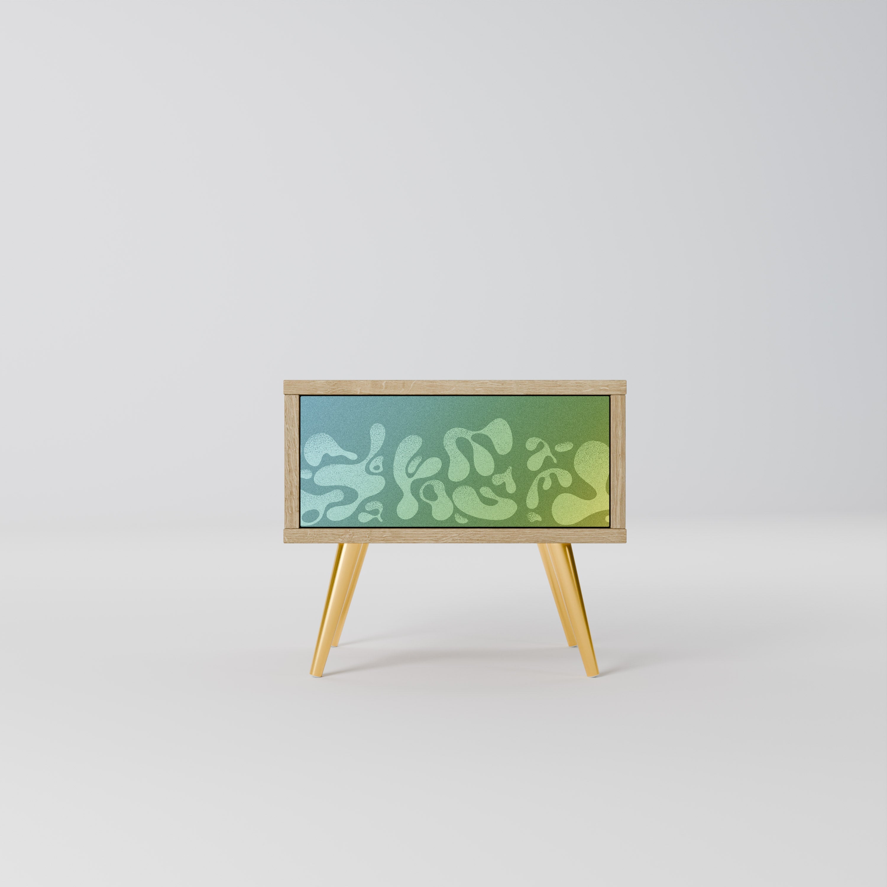 IRREGULAR BLUE Nightstand in Oak Effect