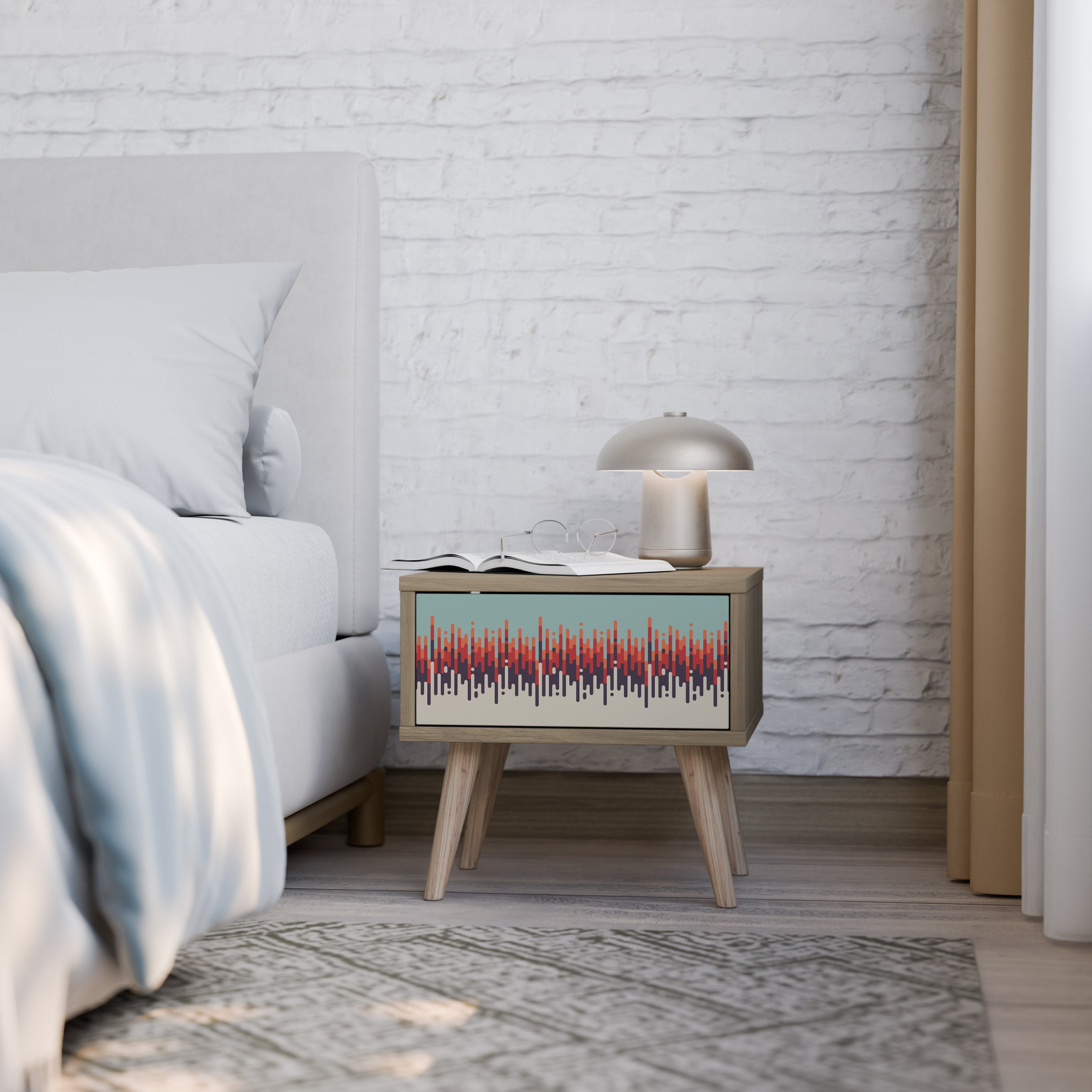 CHROMA CONTOURS Nightstand in Oak Effect