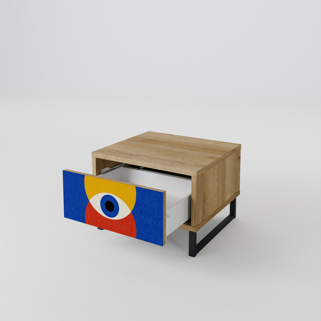 Κομοδίνο GEOMETRIC EYES σε χρώμα δρυός