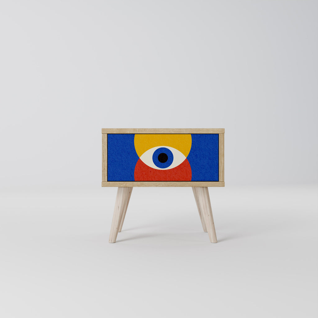 Κομοδίνο GEOMETRIC EYES σε χρώμα δρυός