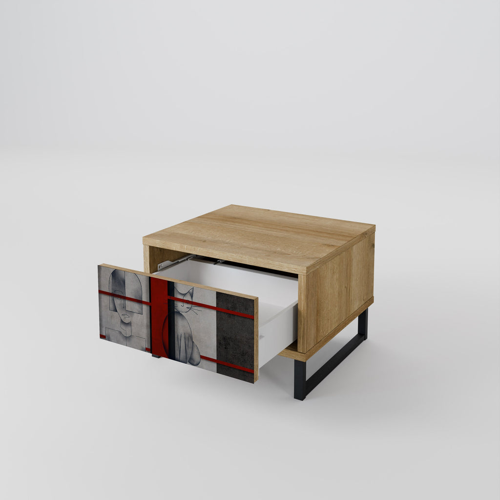 GRAY FIGURES Nightstand in Oak Effect