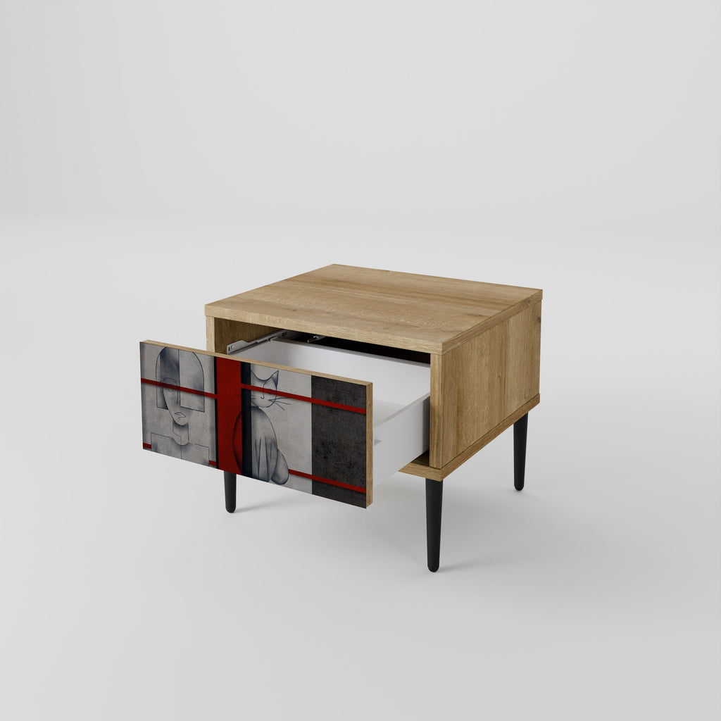 GRAY FIGURES Nightstand in Oak Effect