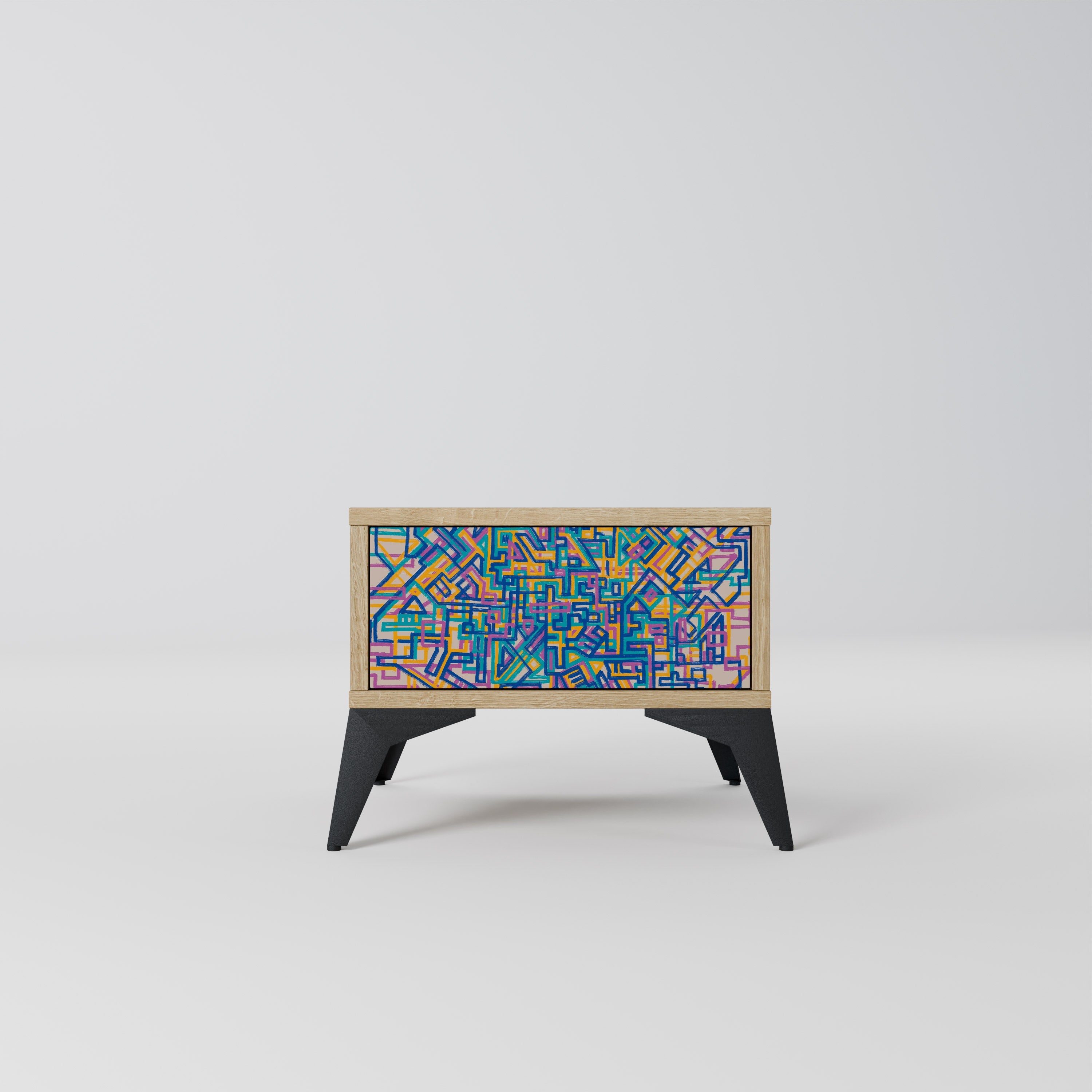 MEMORIES MAP Nightstand in Oak Effect