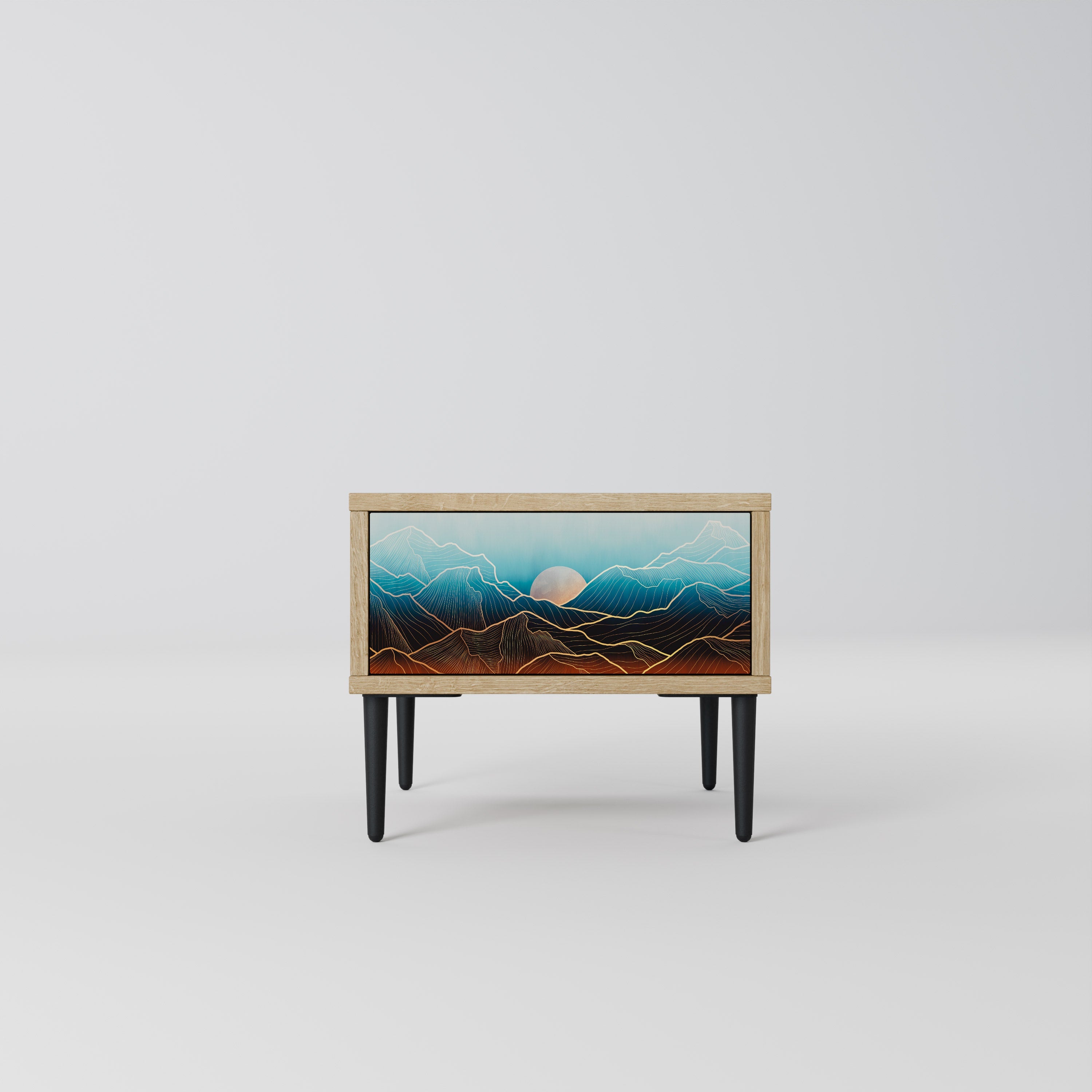 LUNAR SECRETS Nightstand in Oak Effect