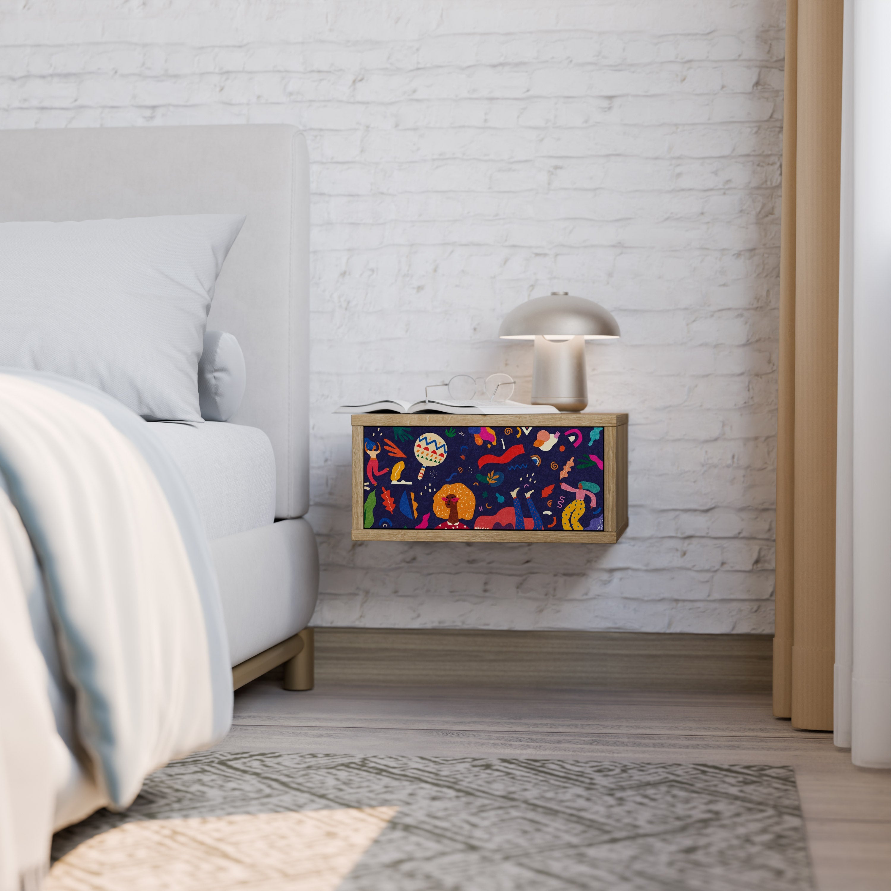 FESTIVE PLEASURES Nightstand in Oak Effect