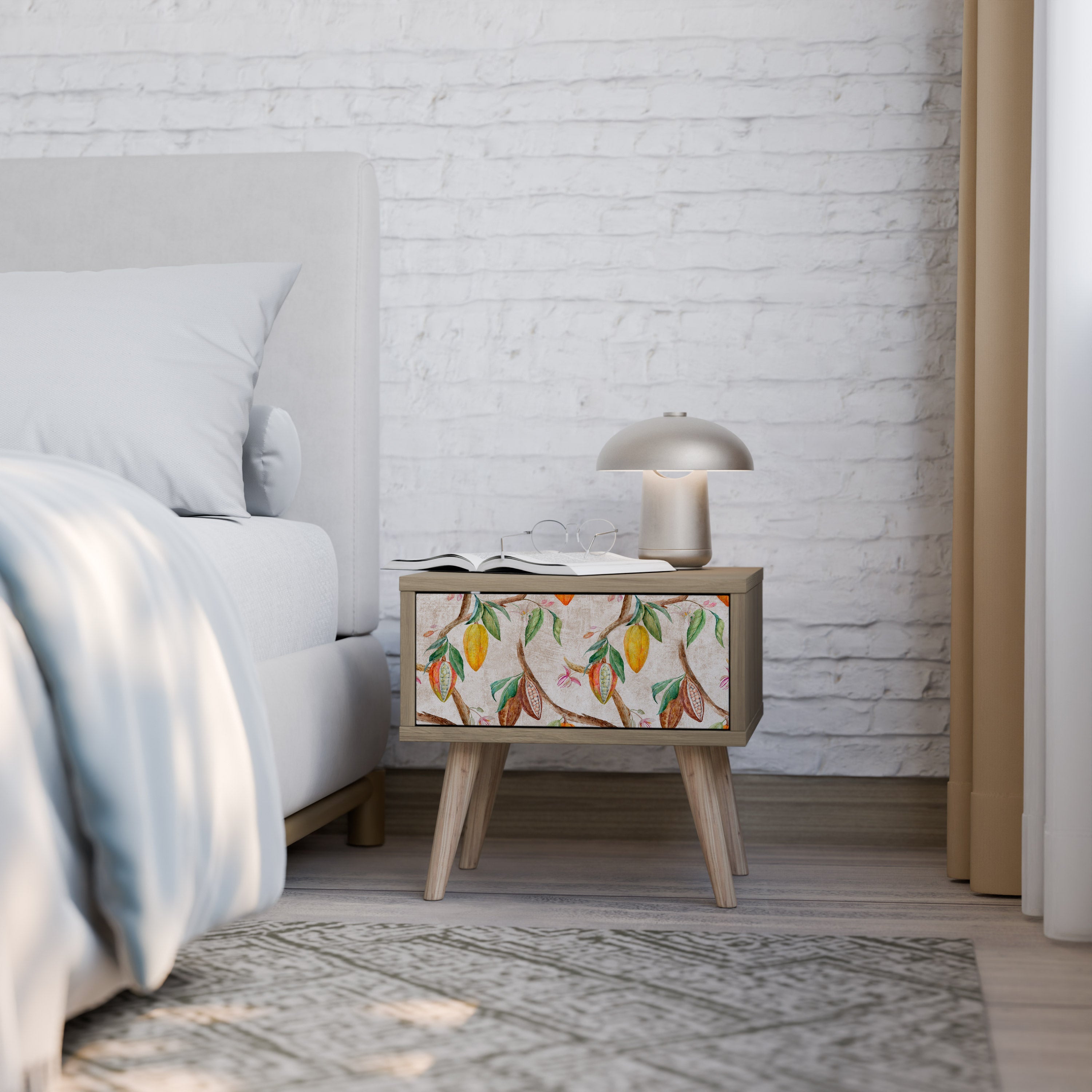 COCOA FRUITS Nightstand in Oak Effect