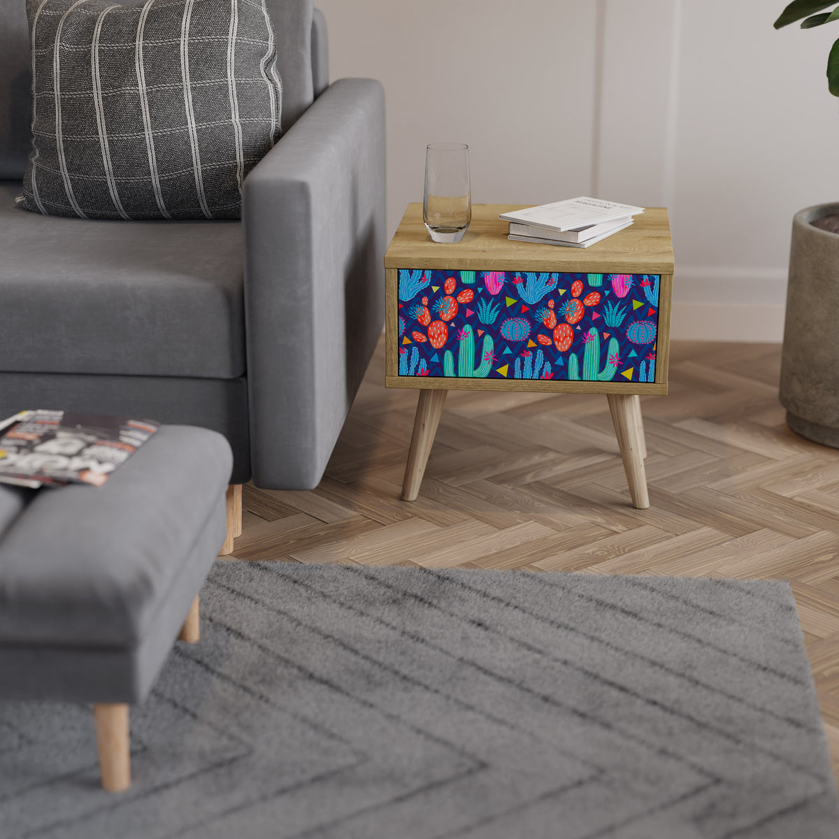 CACTUS VIBES Κομοδίνο με συρτάρι