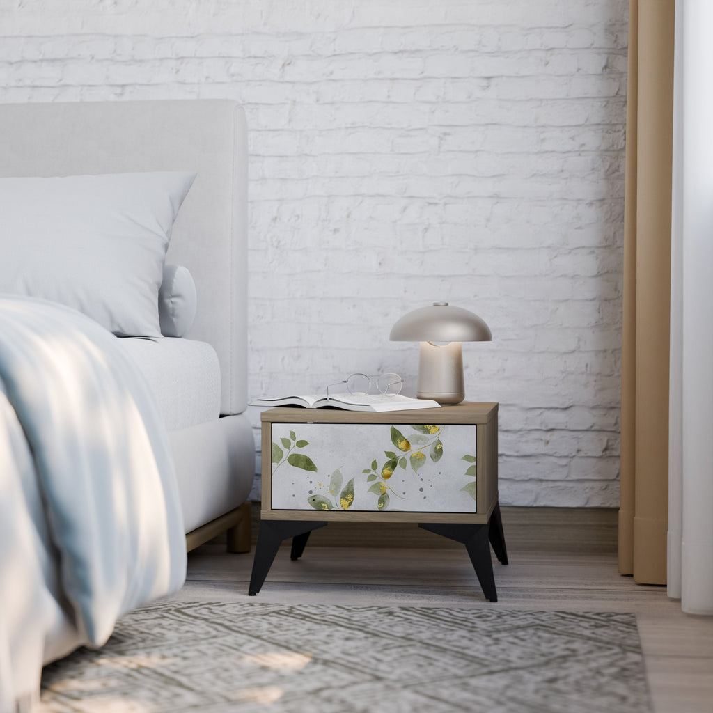 Κομοδίνο ELEGANT BOTANICS σε απόχρωση δρυός