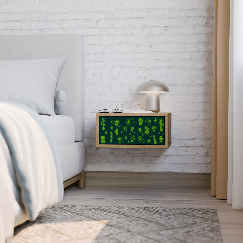 DESERT GREEN Nightstand in Oak Effect