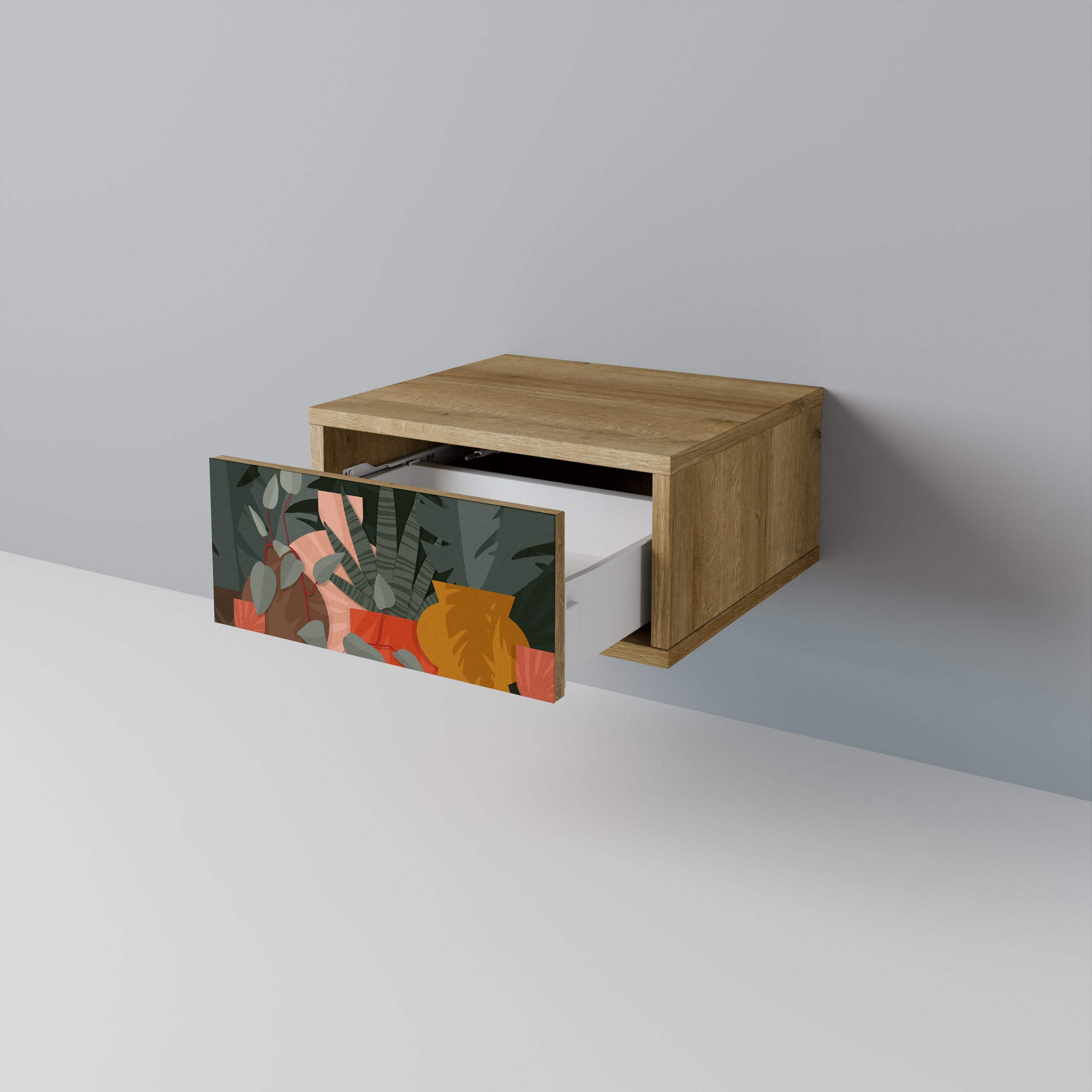 TROPICAL COMPOSITION Nightstand in Oak Effect