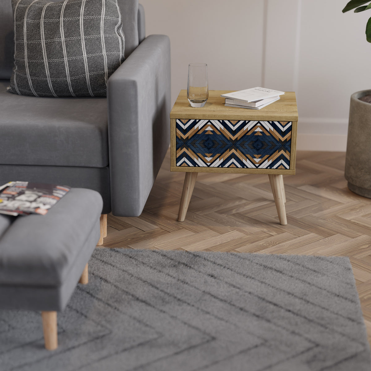 ARTFUL GEOMETRY Κομοδίνο με συρτάρι