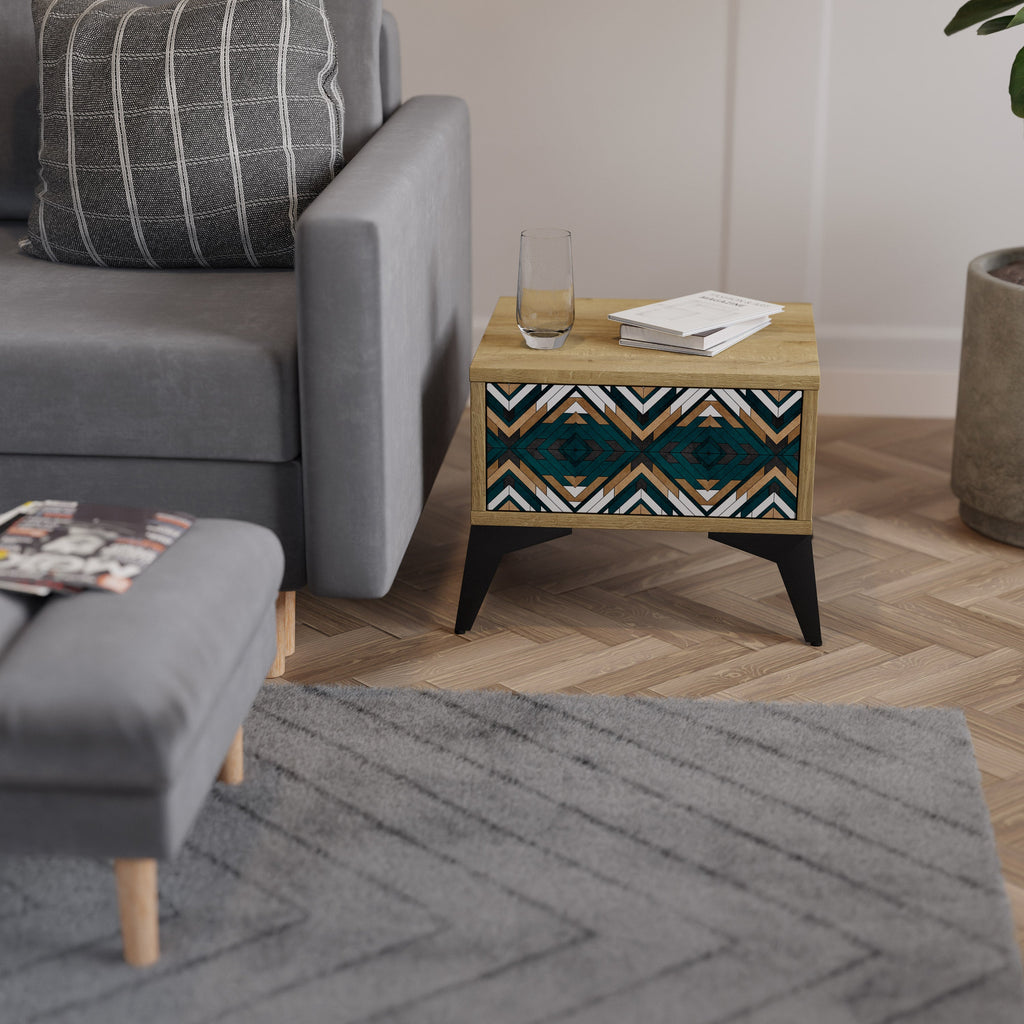 ARTISTIC GEOMETRY Nightstand in Oak Effect
