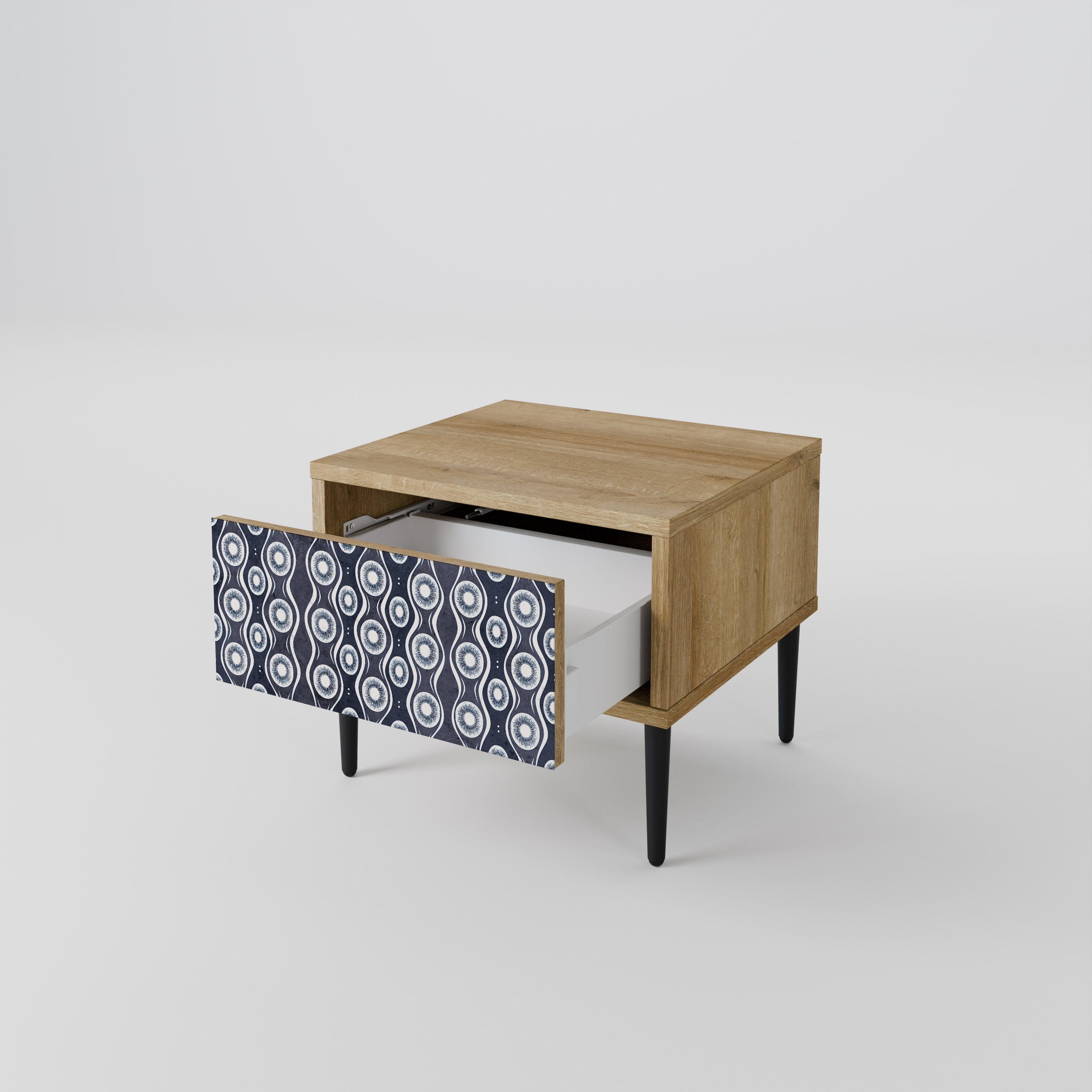 GRAPHITE EYES Nightstand in Oak Effect