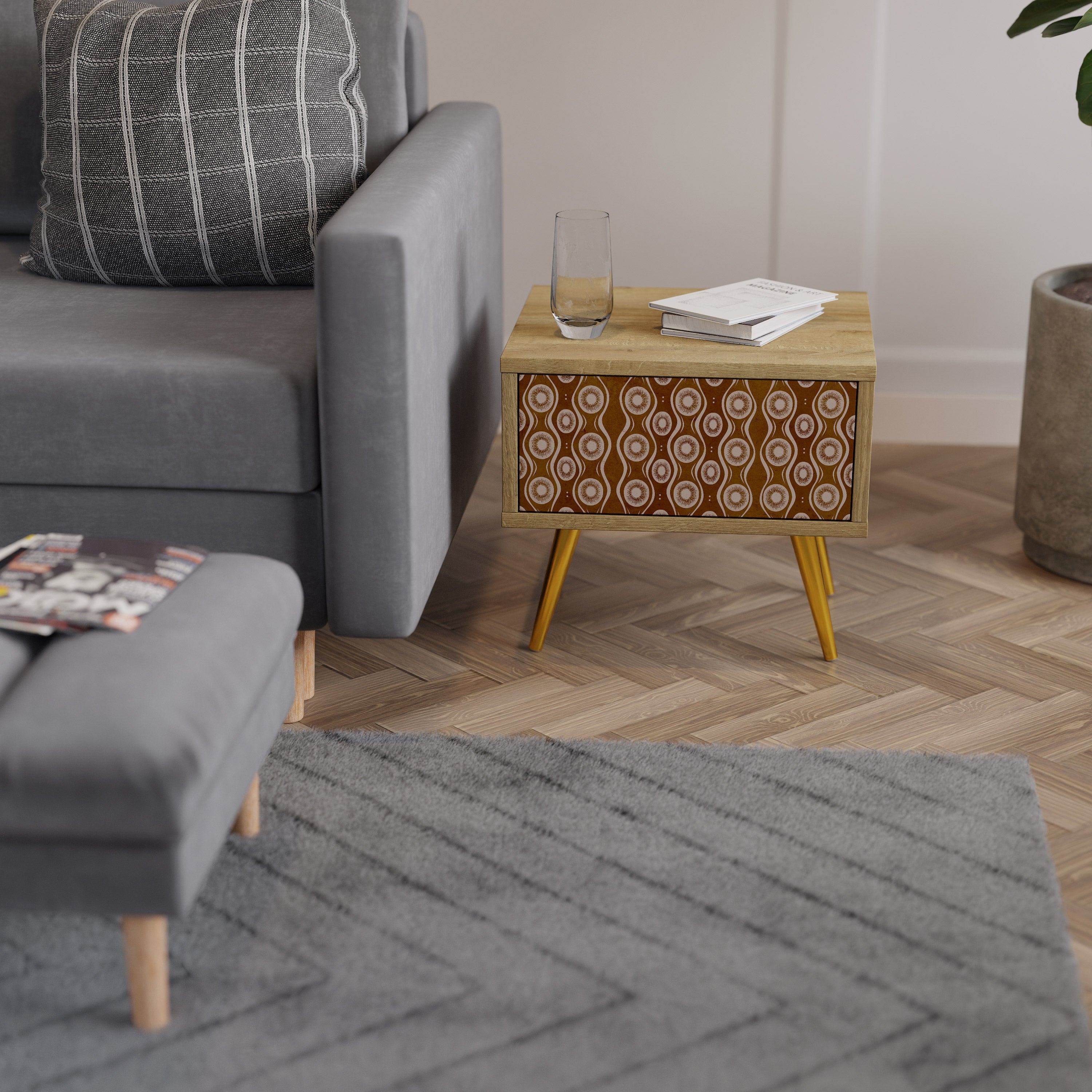BROWN EYES Nightstand in Oak Effect