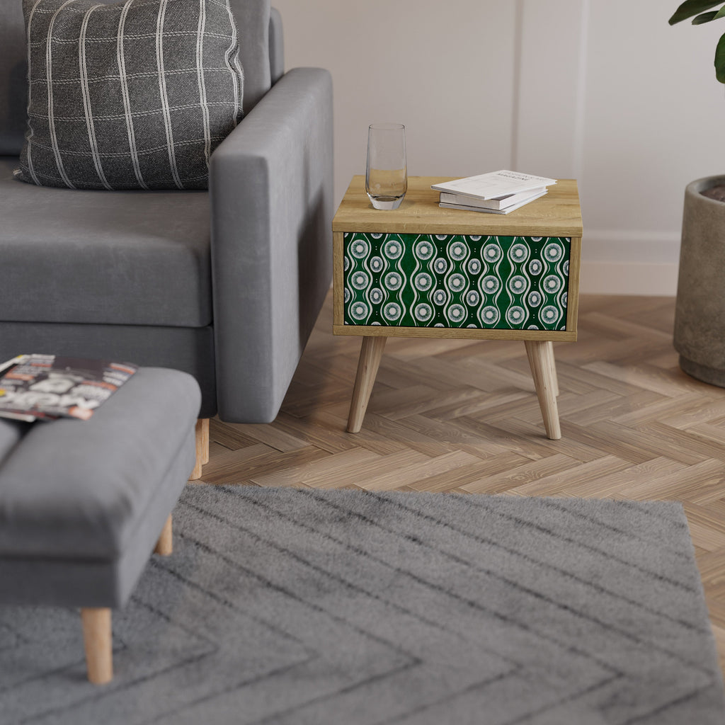GREEN EYES Nightstand in Oak Effect