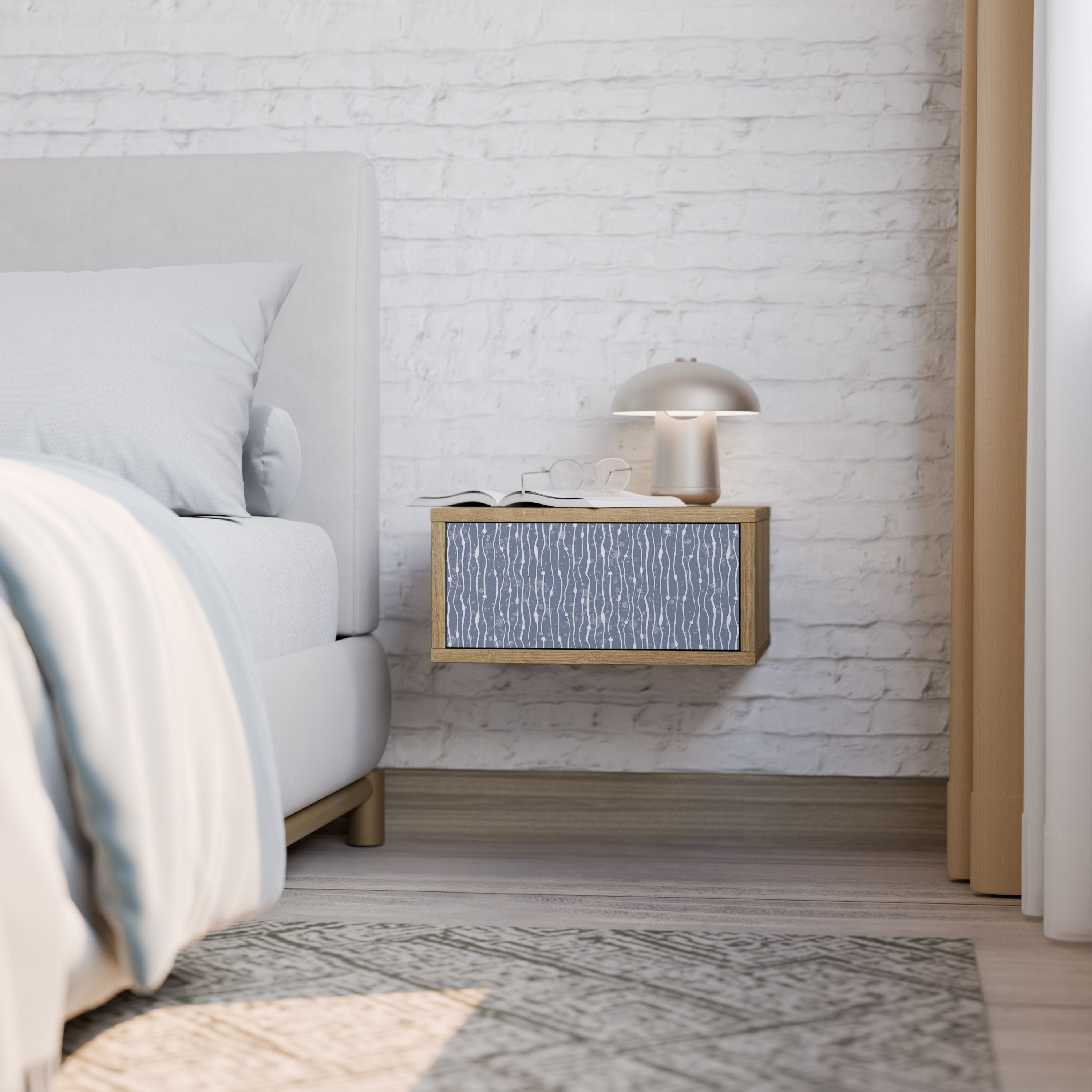 GRAPHITE RAIN Nightstand in Oak Effect