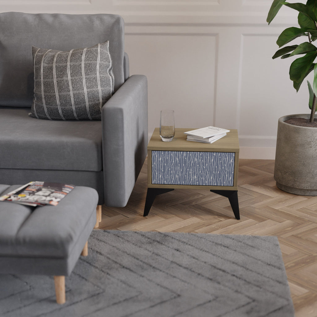 GRAPHITE RAIN Nightstand in Oak Effect