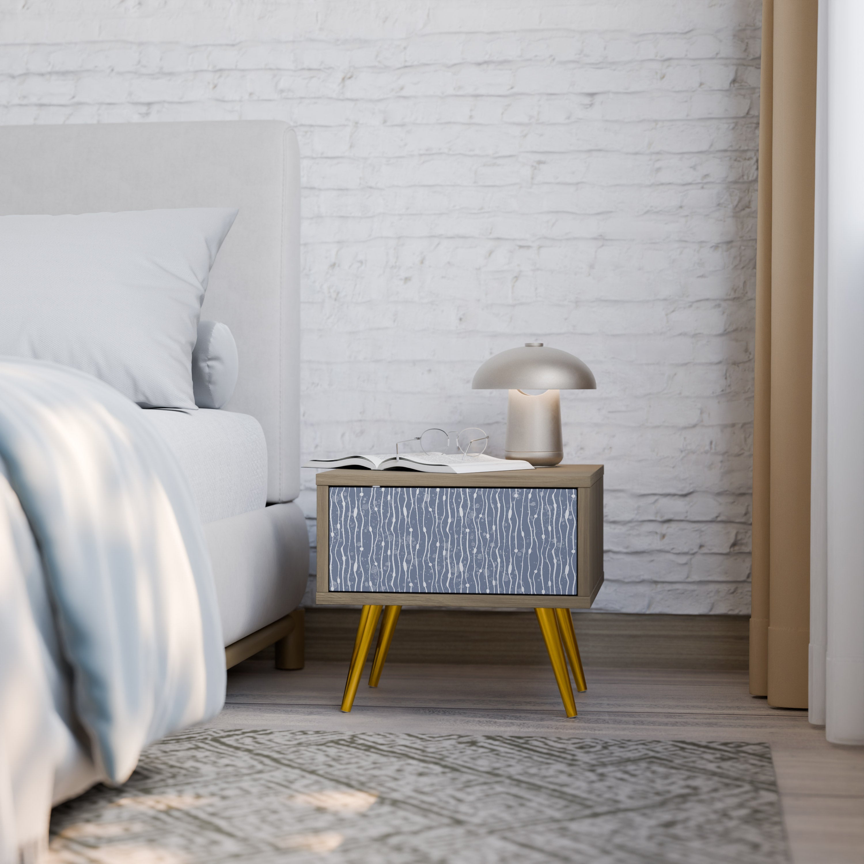 GRAPHITE RAIN Nightstand in Oak Effect