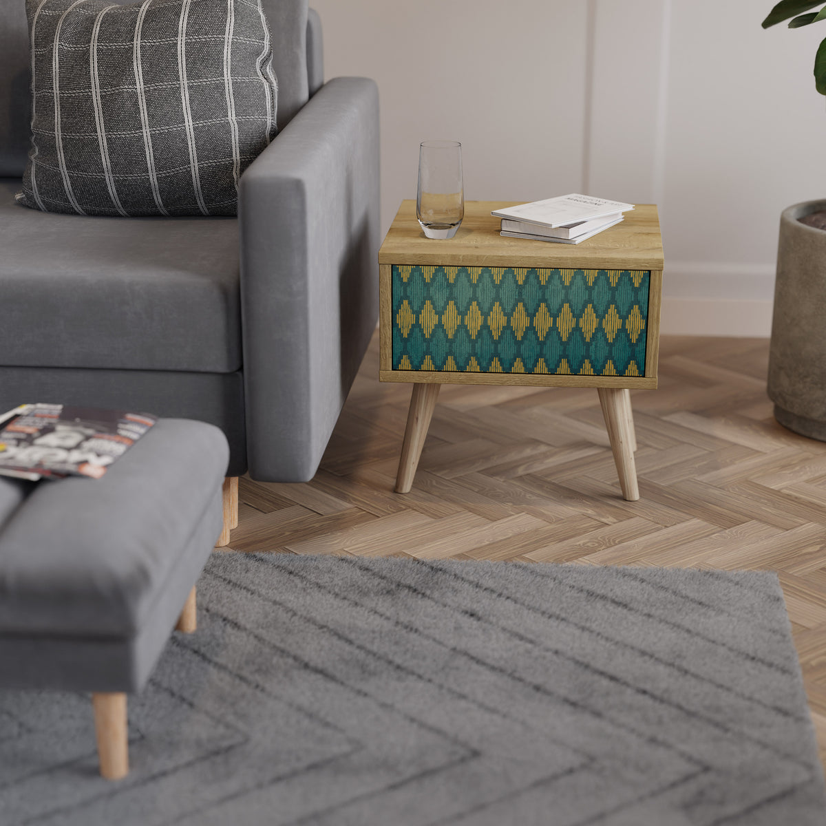 POLYGONS Κομοδίνο με συρτάρι