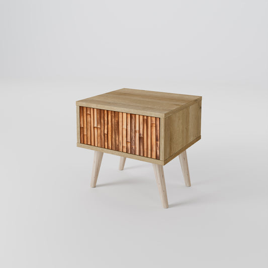 NATURAL WOOD Κομοδίνο με συρτάρι